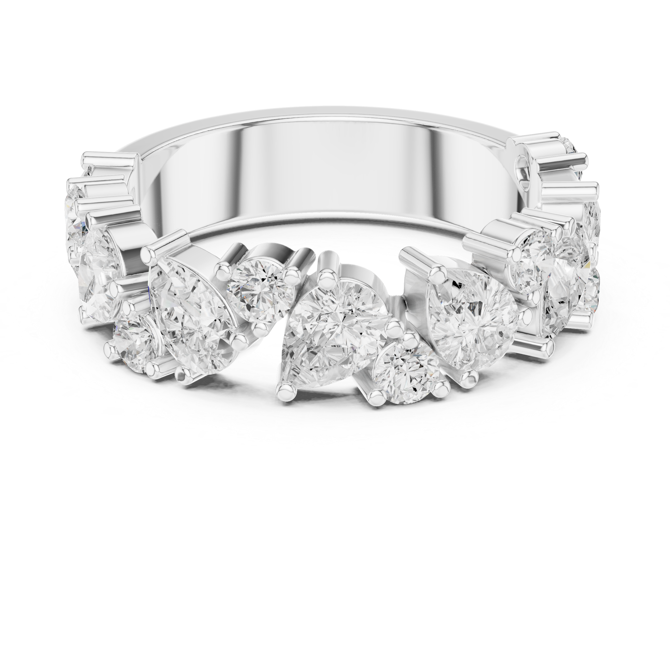 Pear & Round Diamond Wedding Band