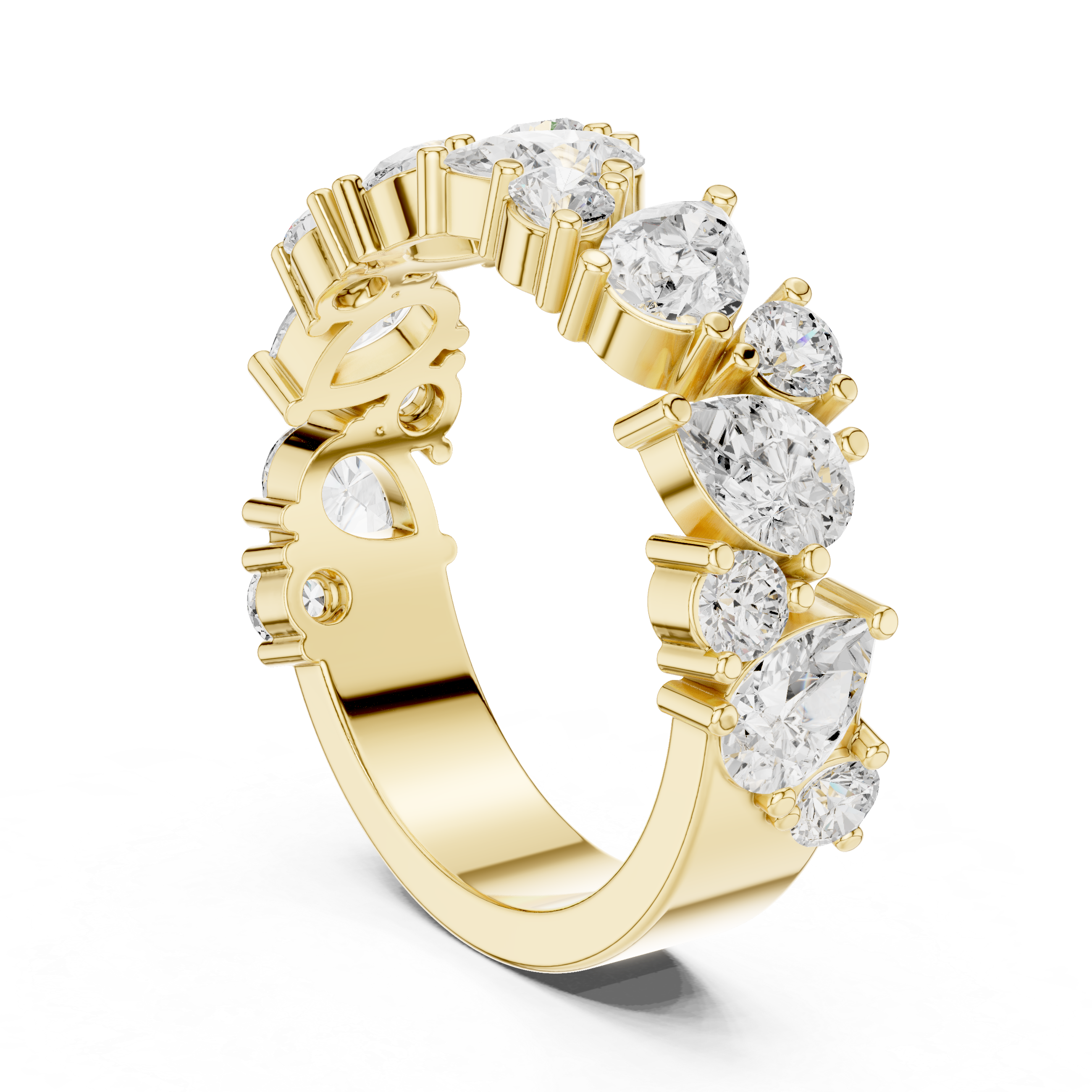 Pear & Round Diamond Wedding Band