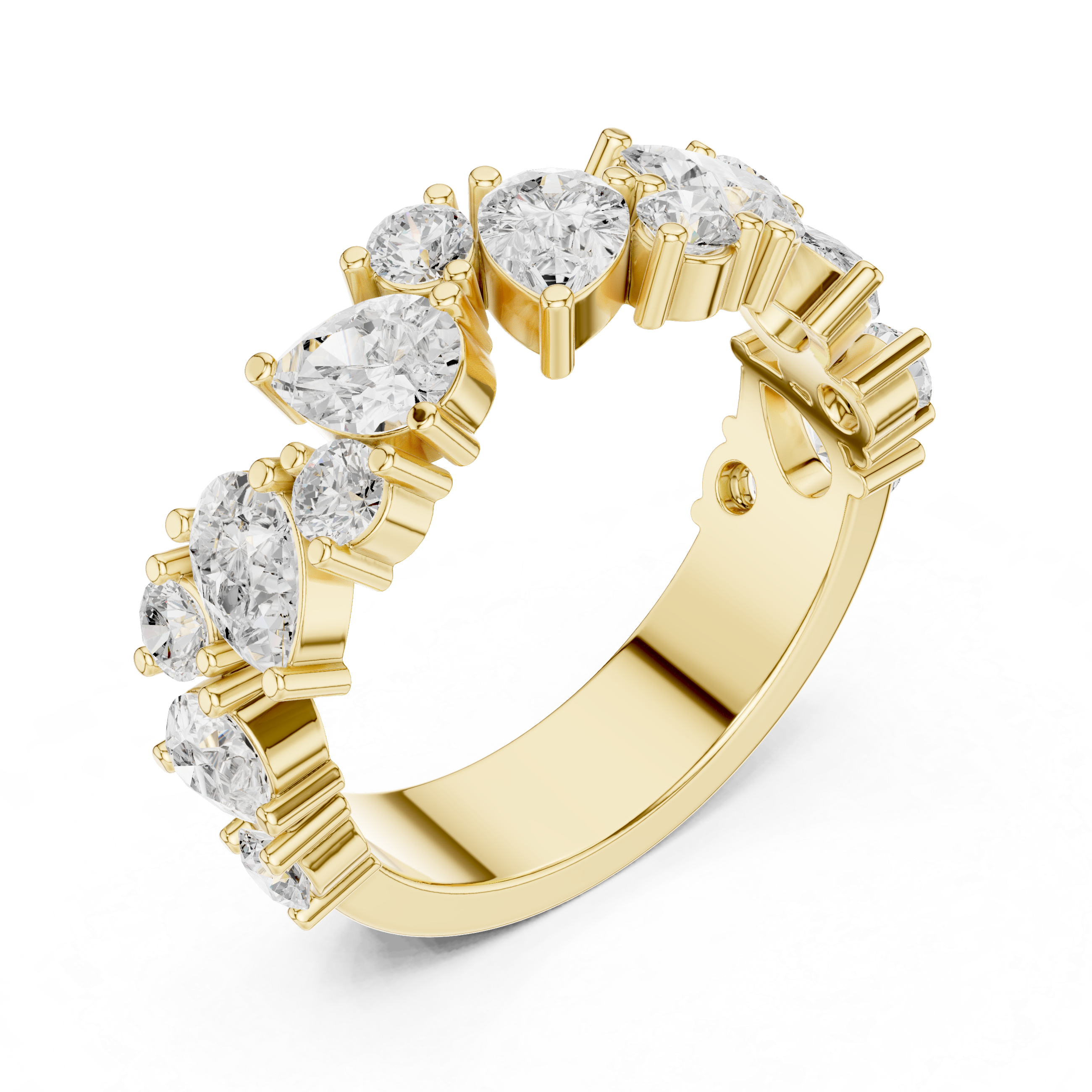 Pear & Round Diamond Wedding Band