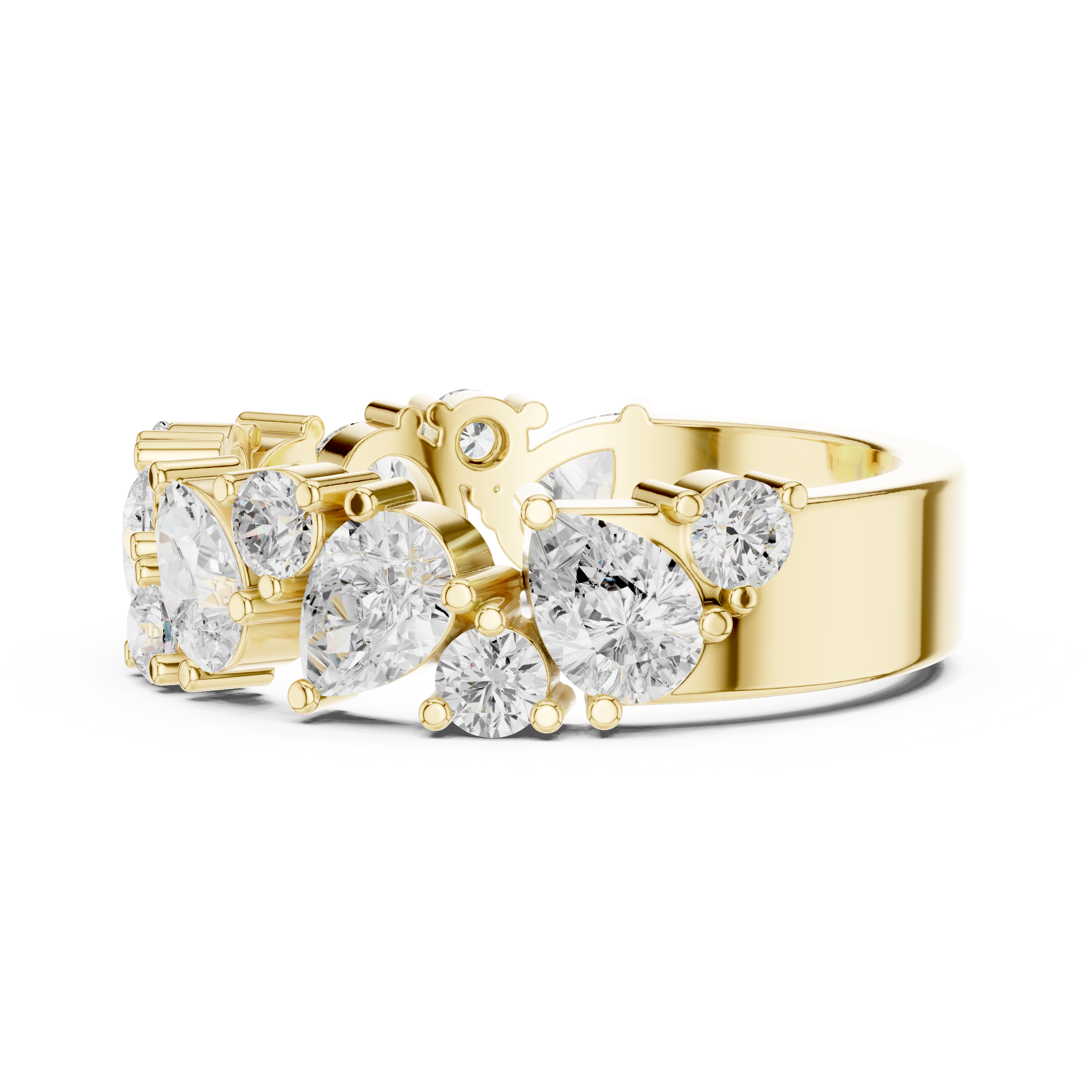 Pear & Round Diamond Wedding Band
