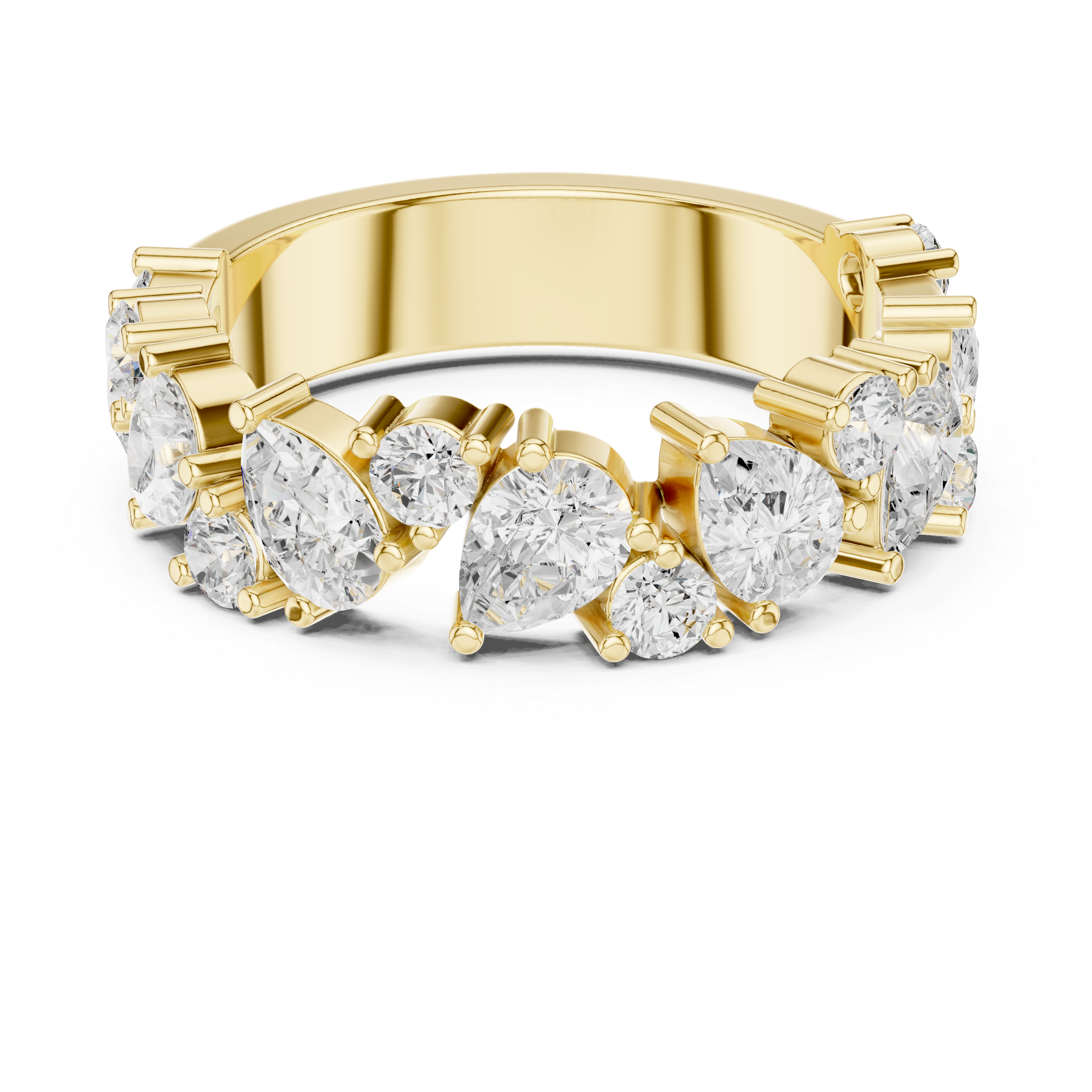 Pear & Round Diamond Wedding Band