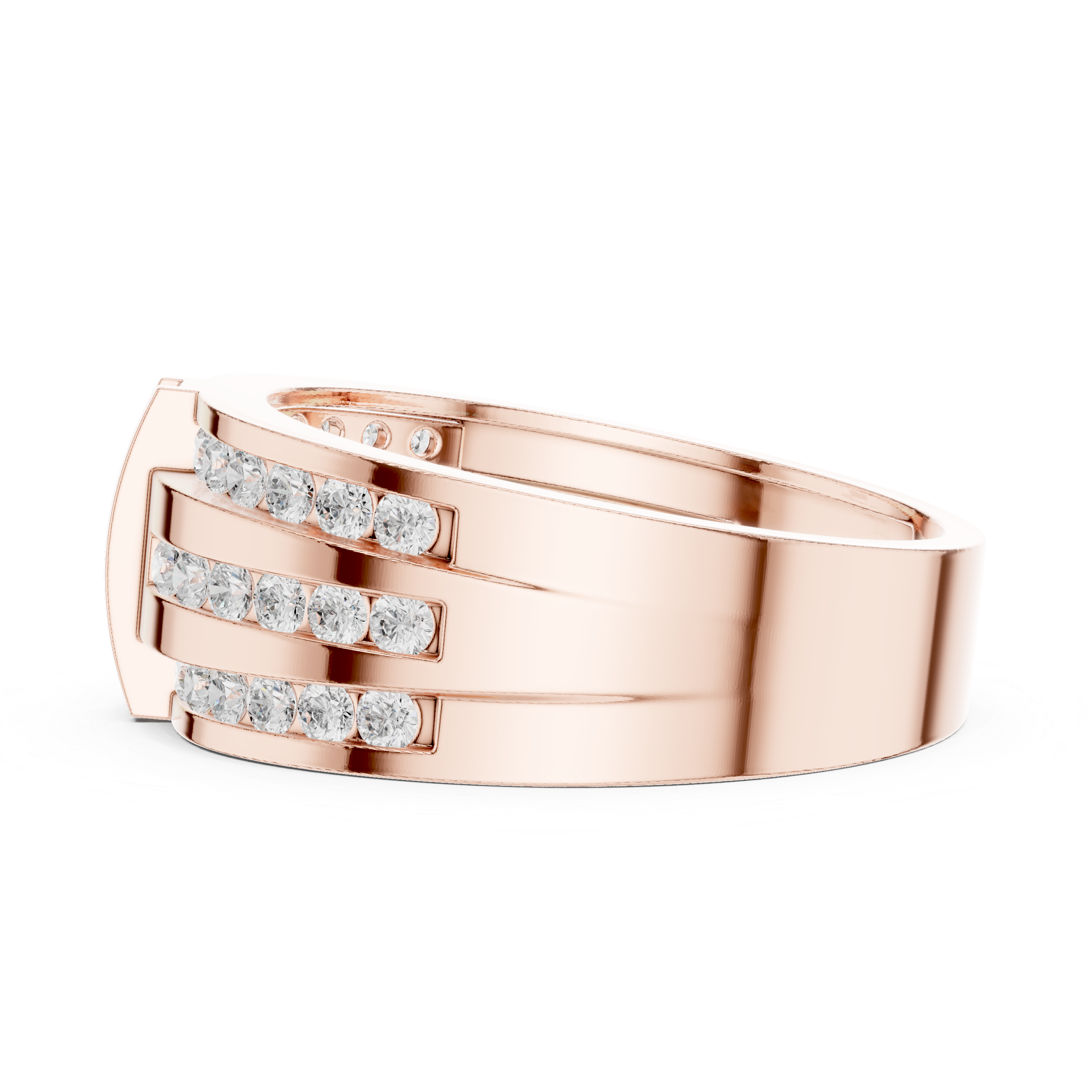 Triple Row Diamond Channel Ring