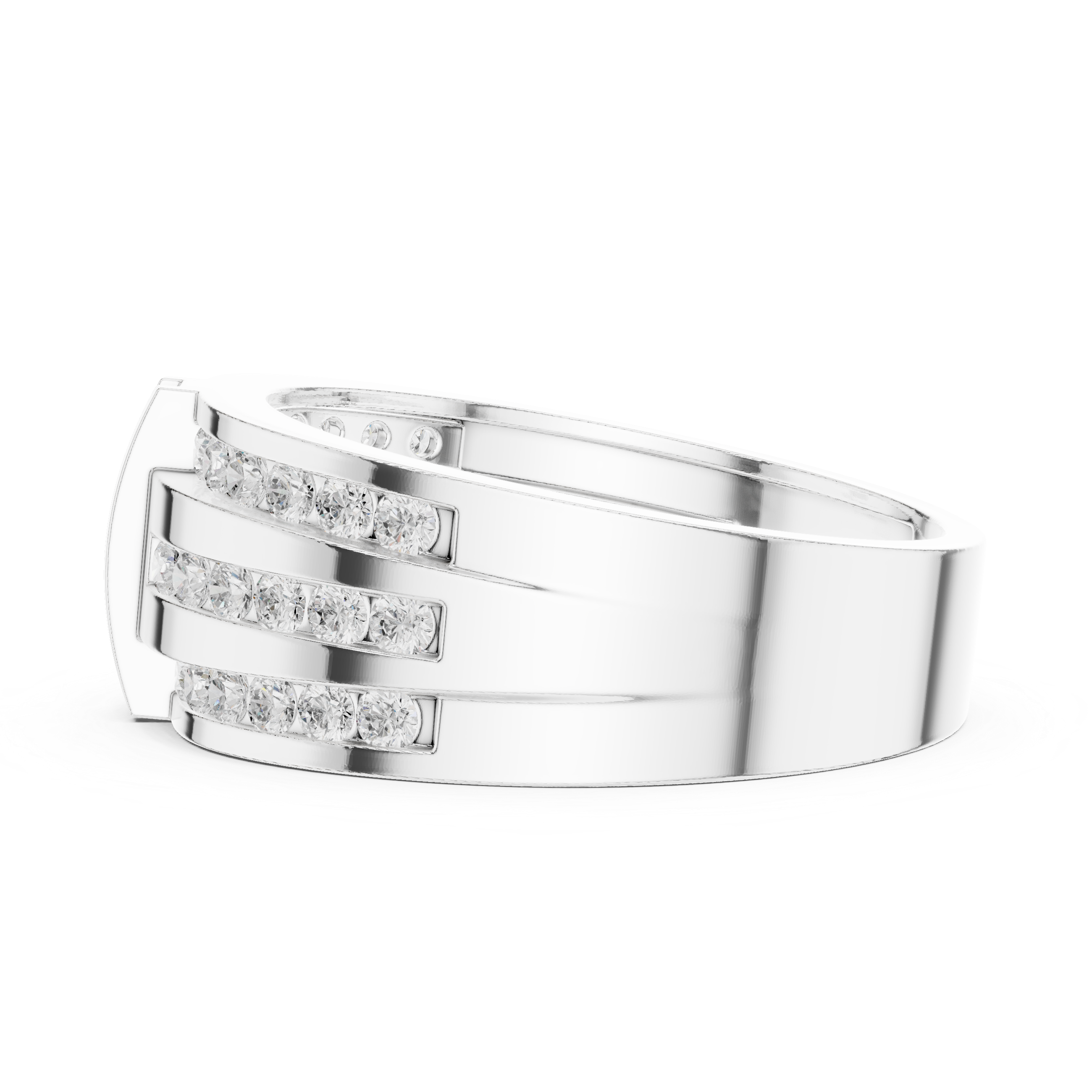 Triple Row Diamond Channel Ring