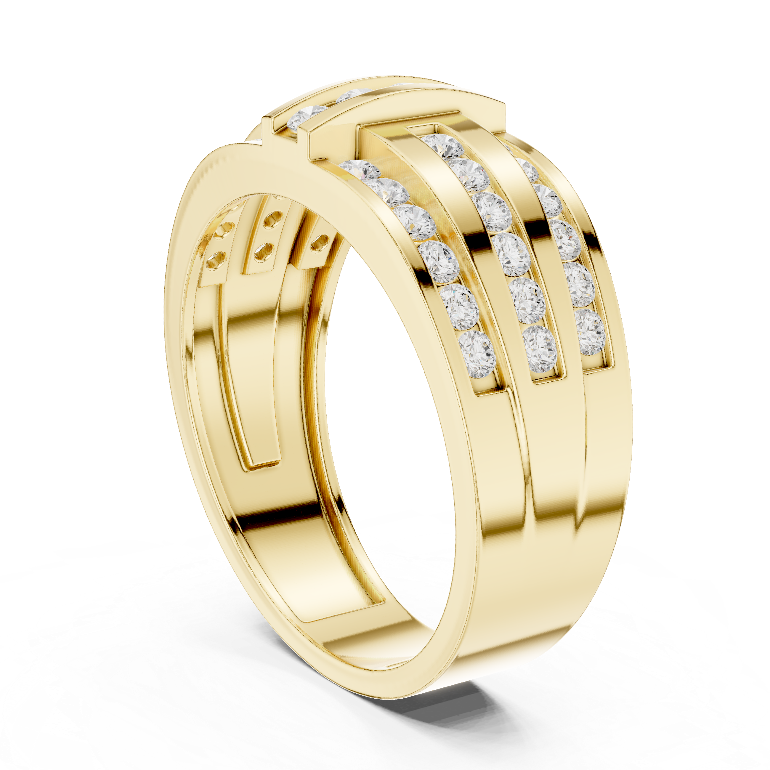 Triple Row Diamond Channel Ring