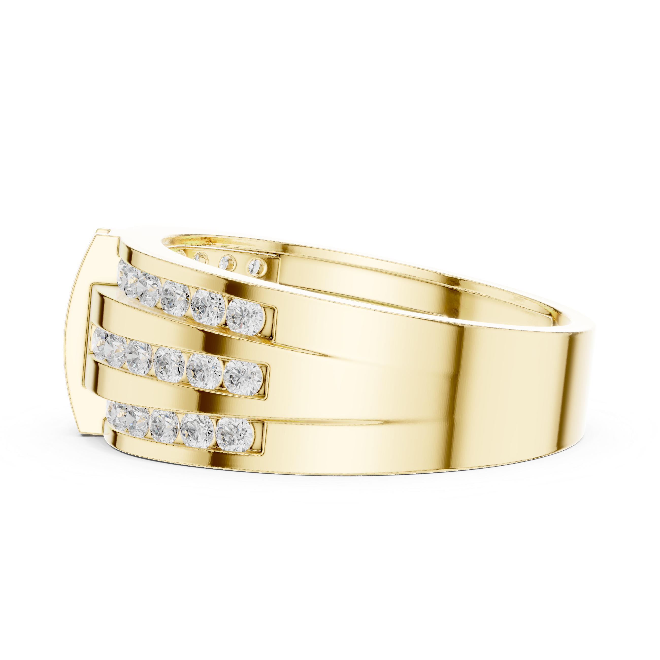 Triple Row Diamond Channel Ring