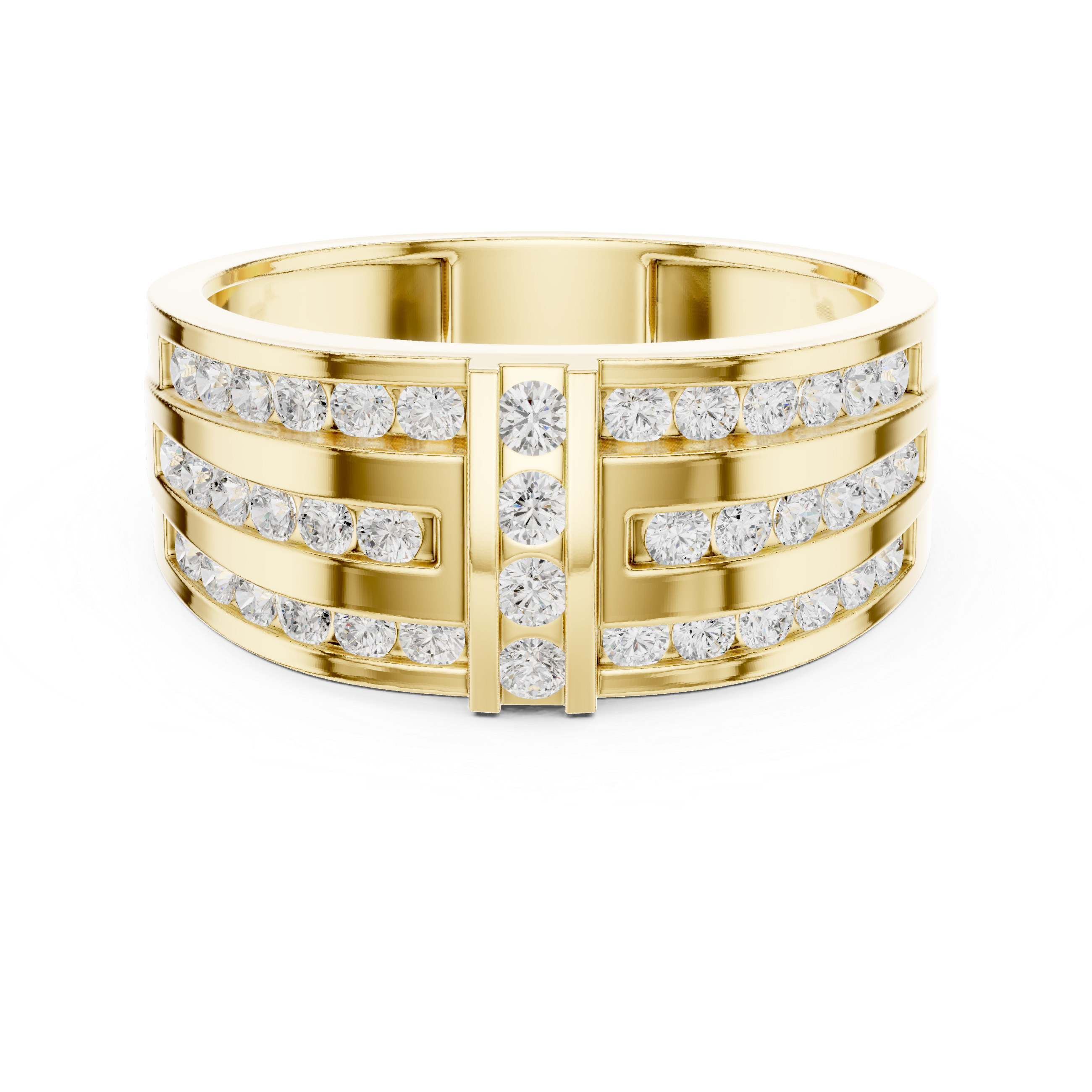 Triple Row Diamond Channel Ring