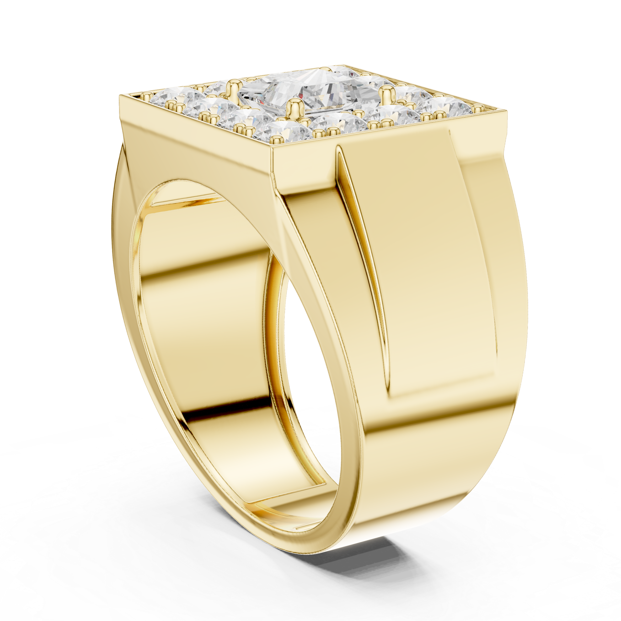 Princess Halo Diamond Signet Ring
