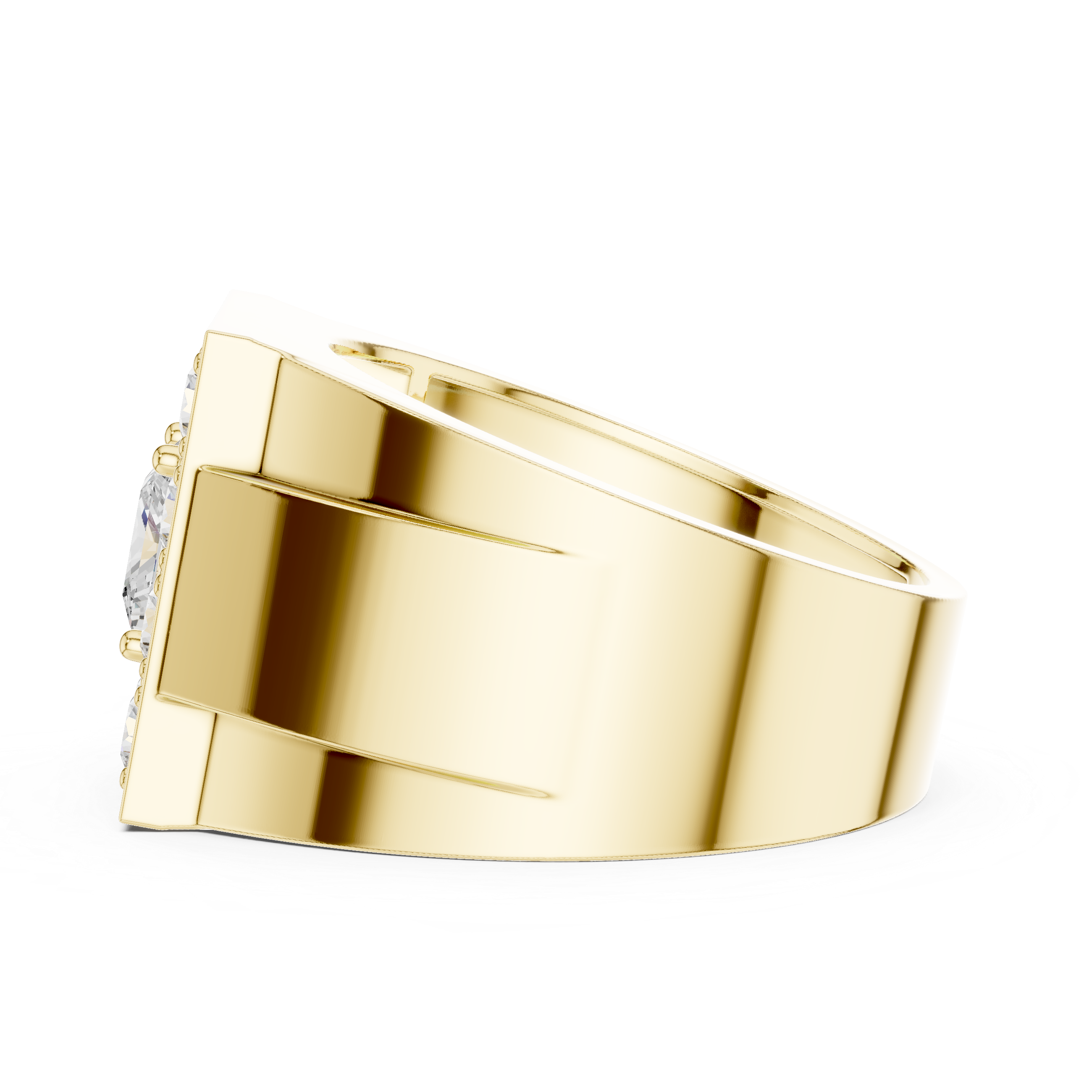 Princess Halo Diamond Signet Ring