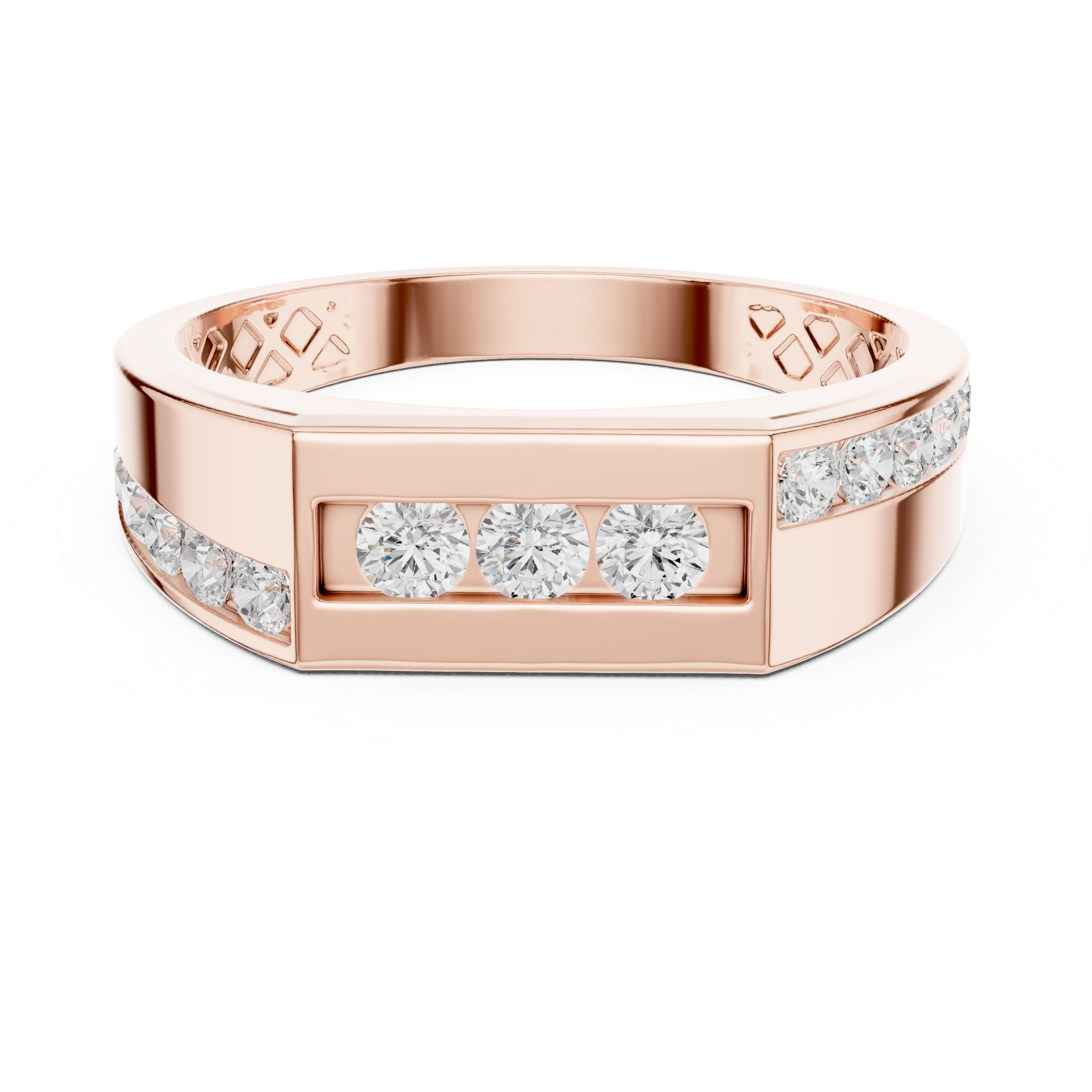 Modern Triple Diamond Channel Ring