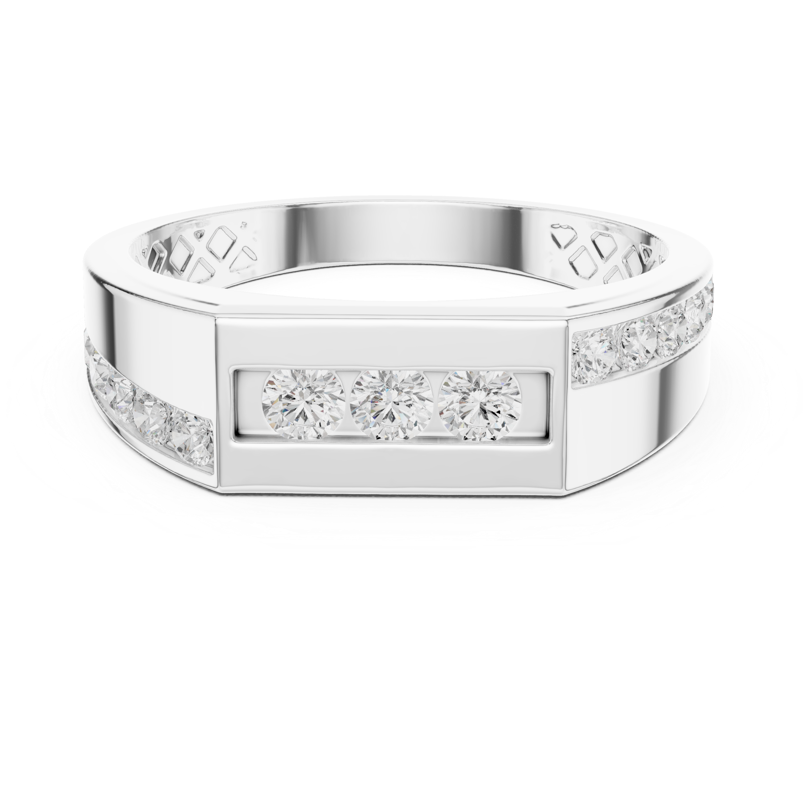 Modern Triple Diamond Channel Ring