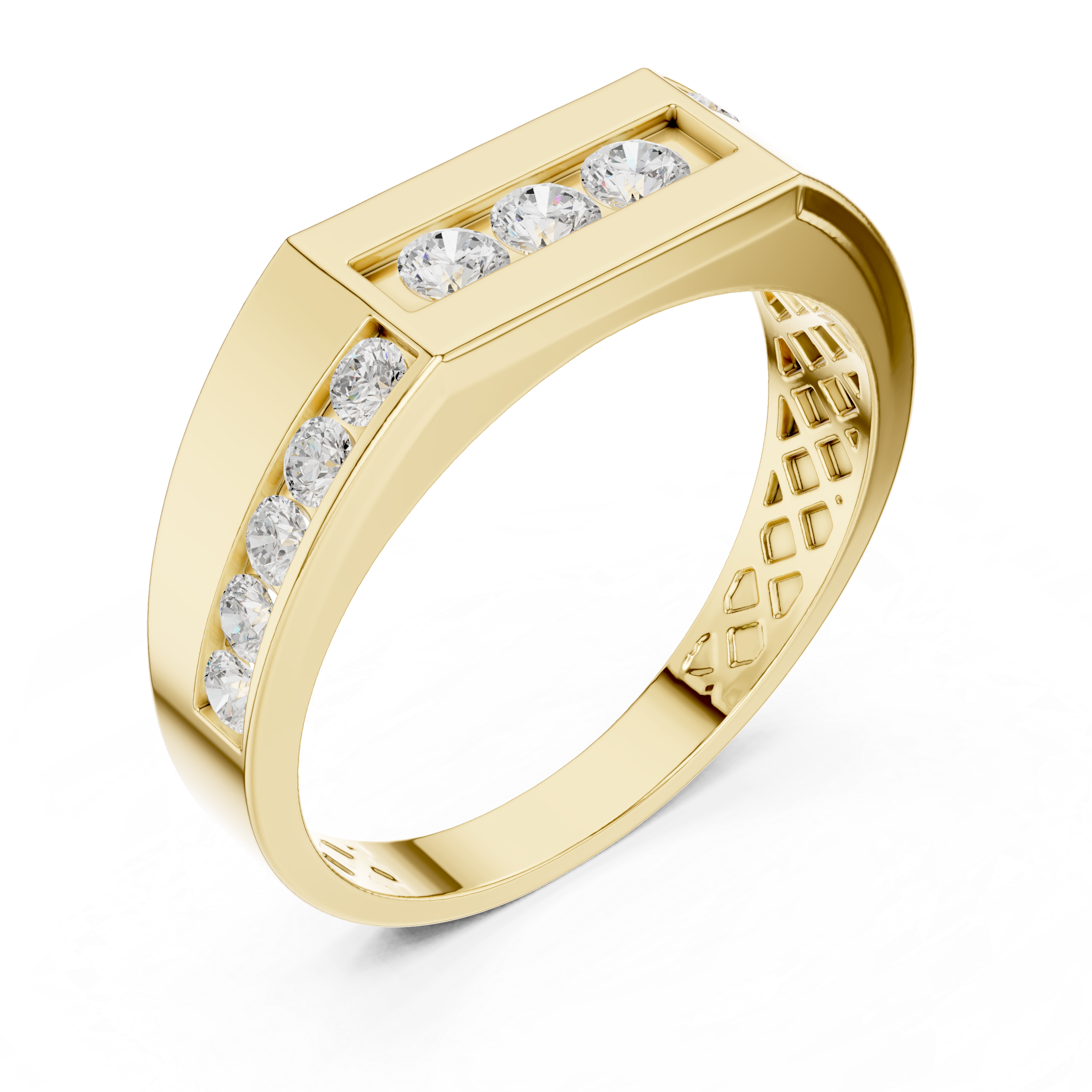 Modern Triple Diamond Channel Ring
