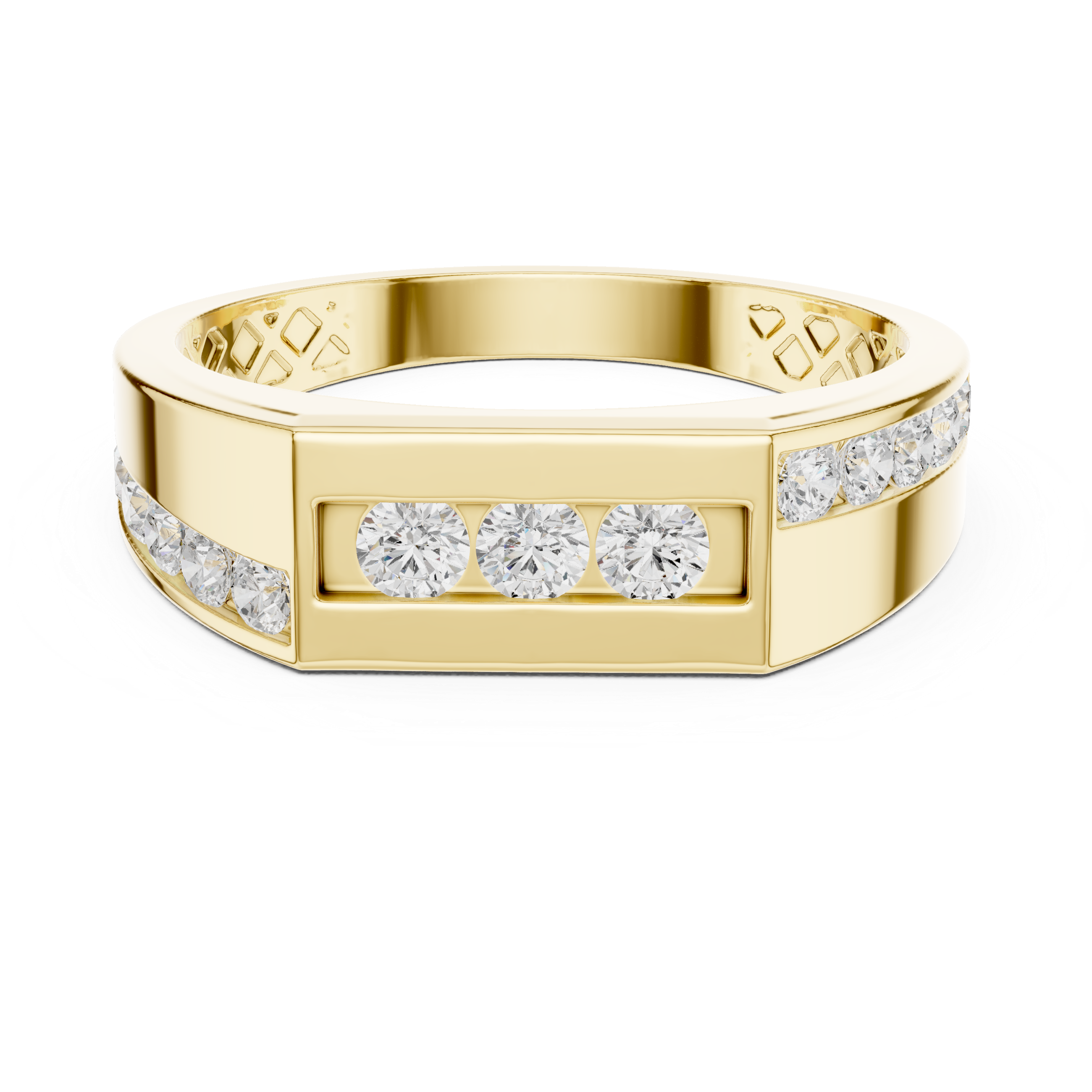 Modern Triple Diamond Channel Ring