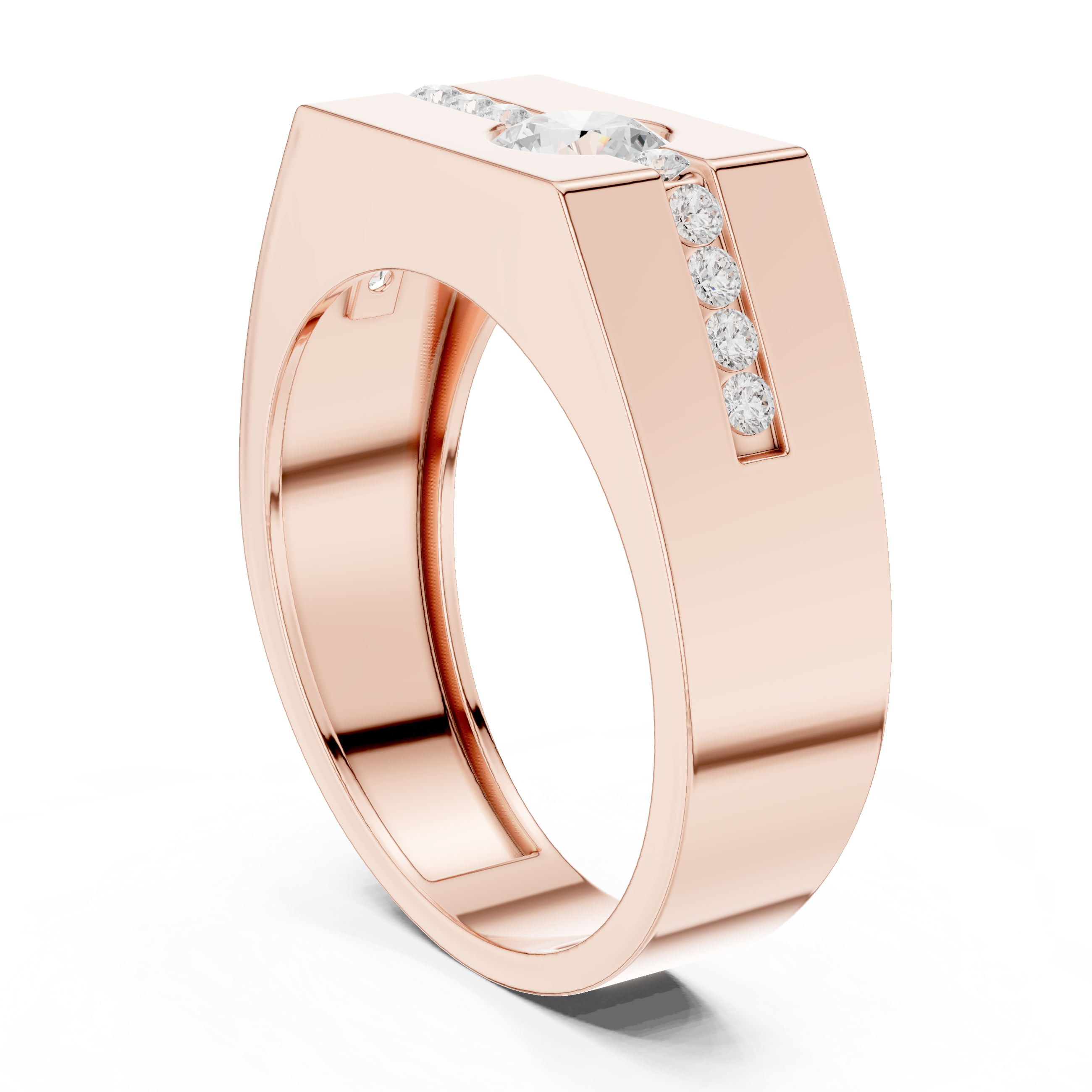 Modern Flush Set Diamond Signet Ring