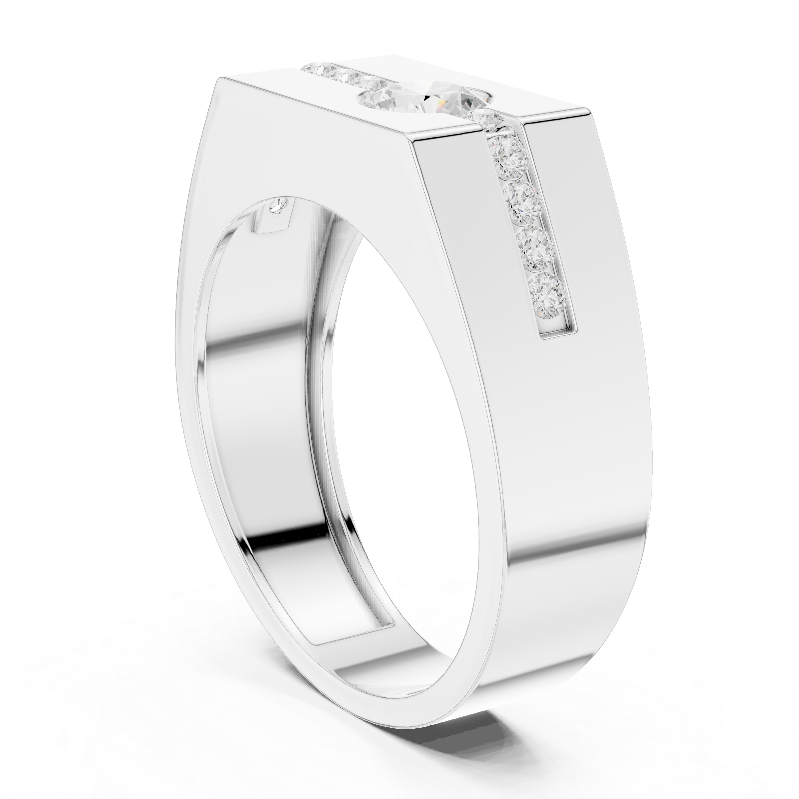 Modern Flush Set Diamond Signet Ring