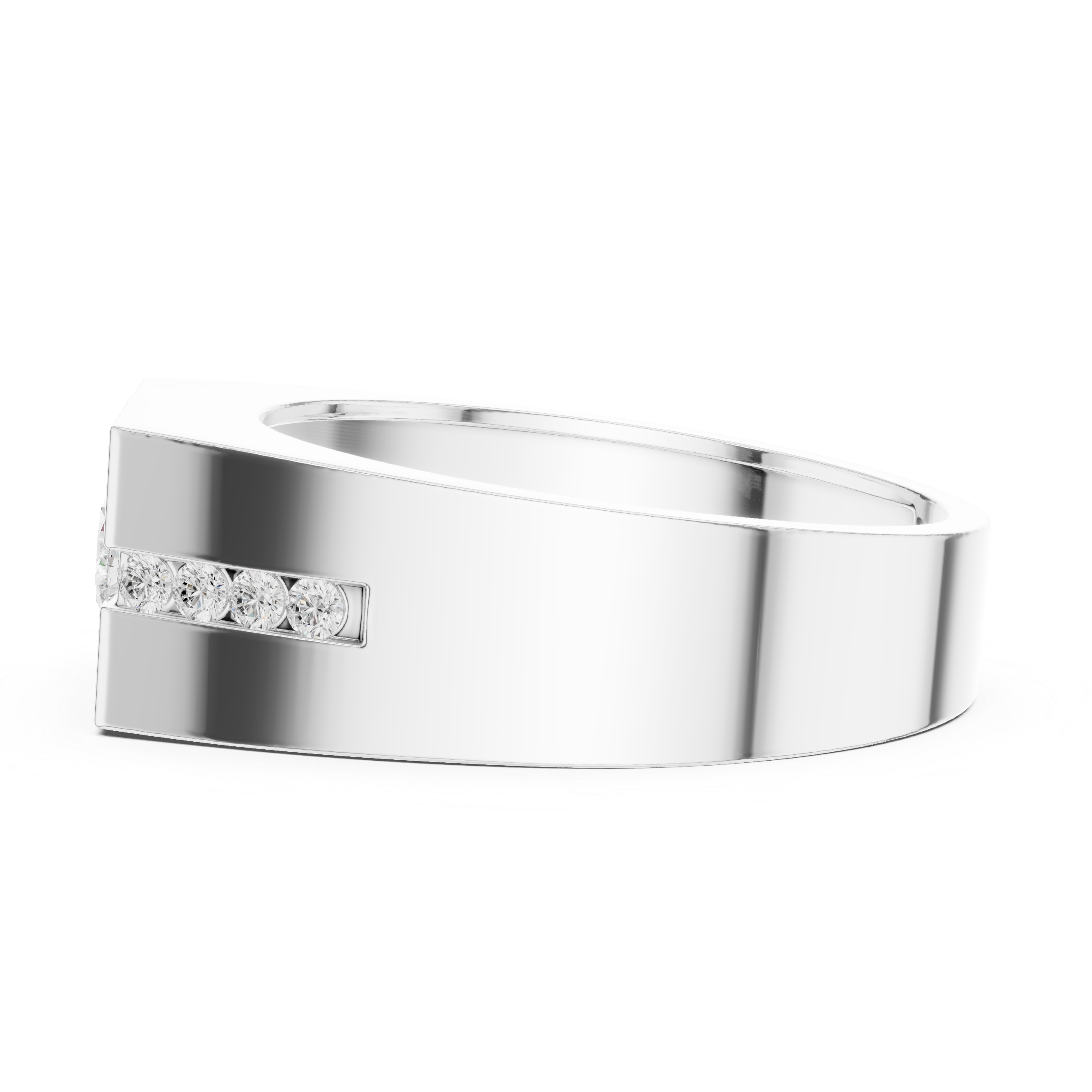 Modern Flush Set Diamond Signet Ring