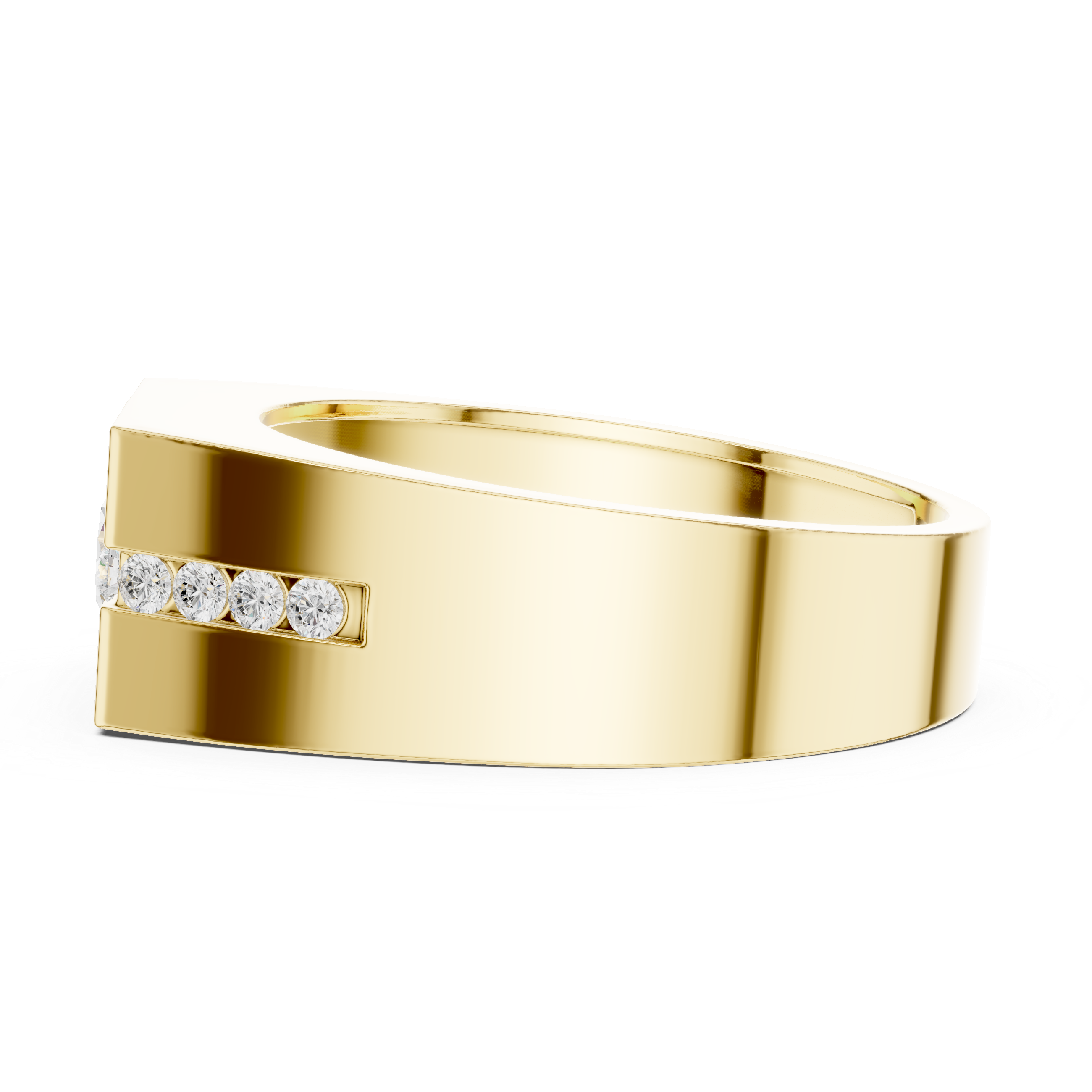 Modern Flush Set Diamond Signet Ring