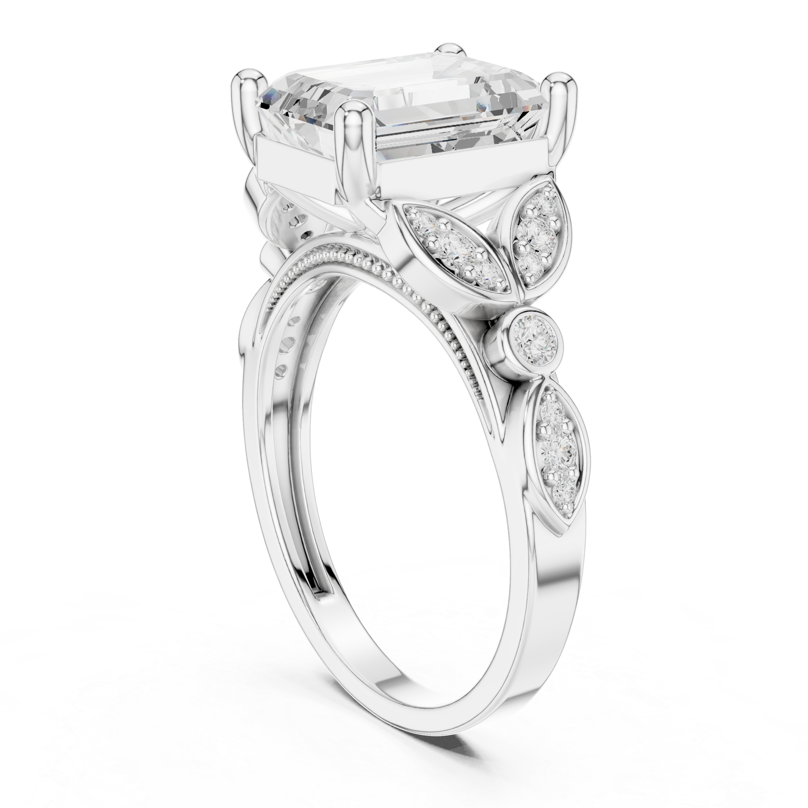 Vintage Emerald Cut Diamond Engagement Ring
