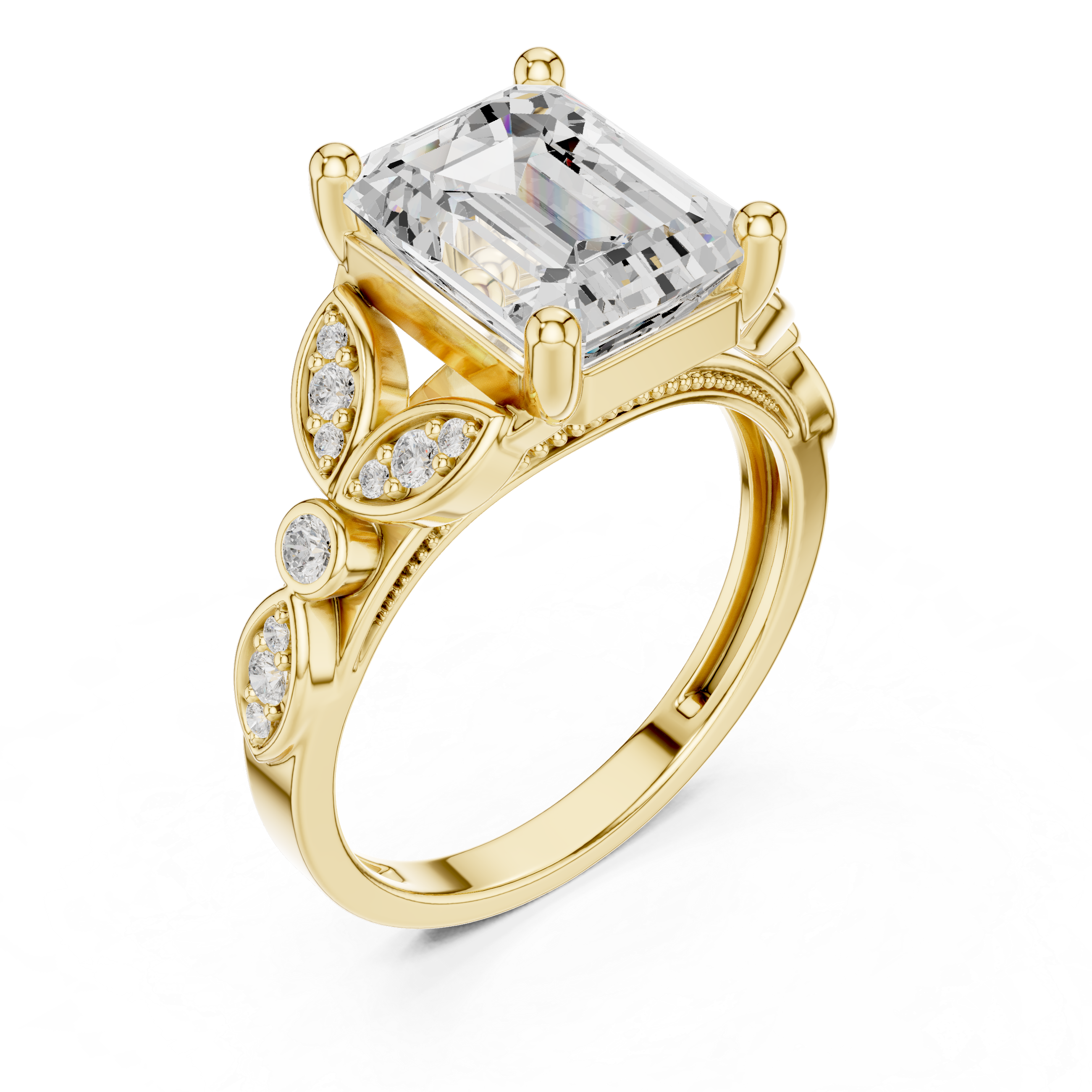 Vintage Emerald Cut Diamond Engagement Ring