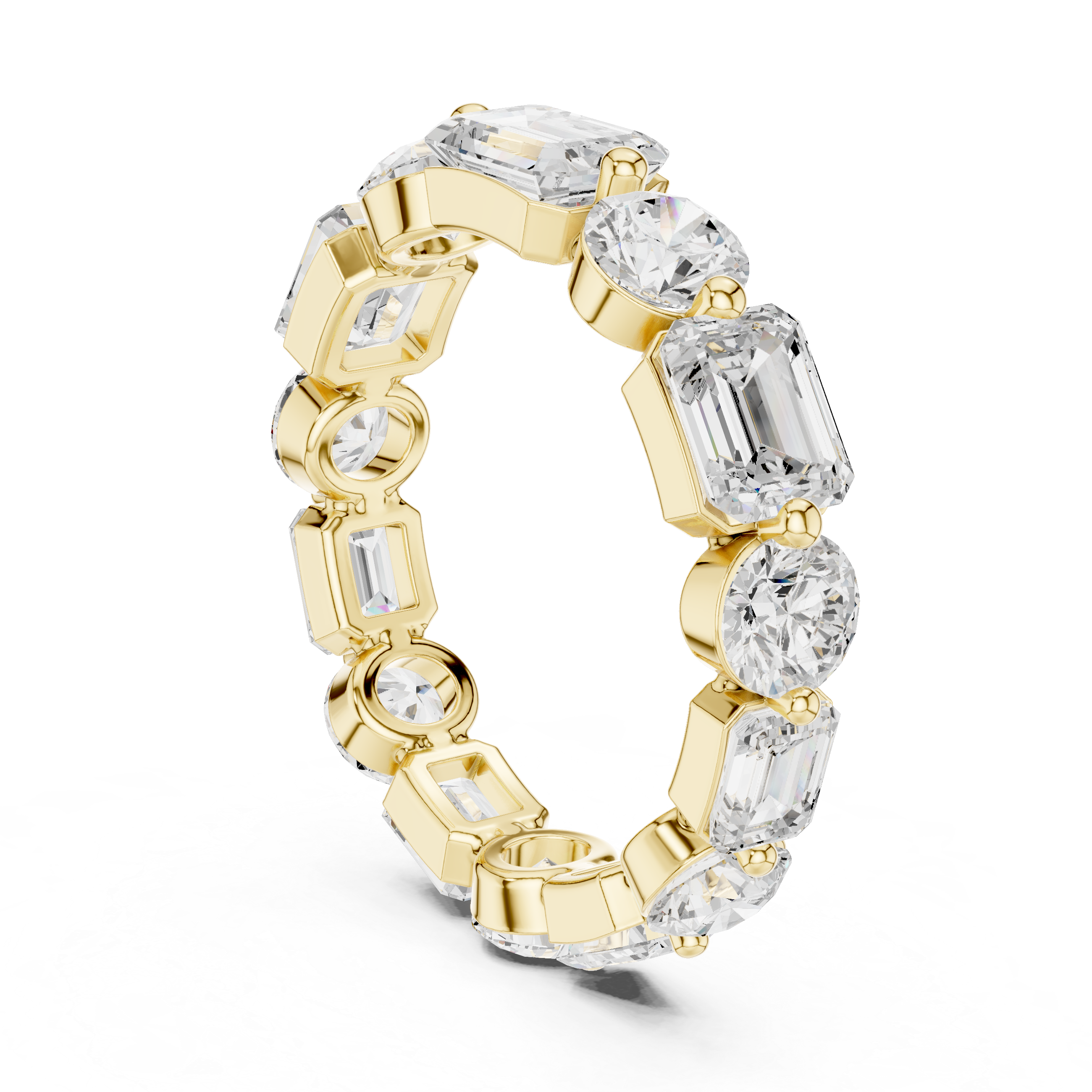 Emerald & Round Diamond Eternity Band Ring