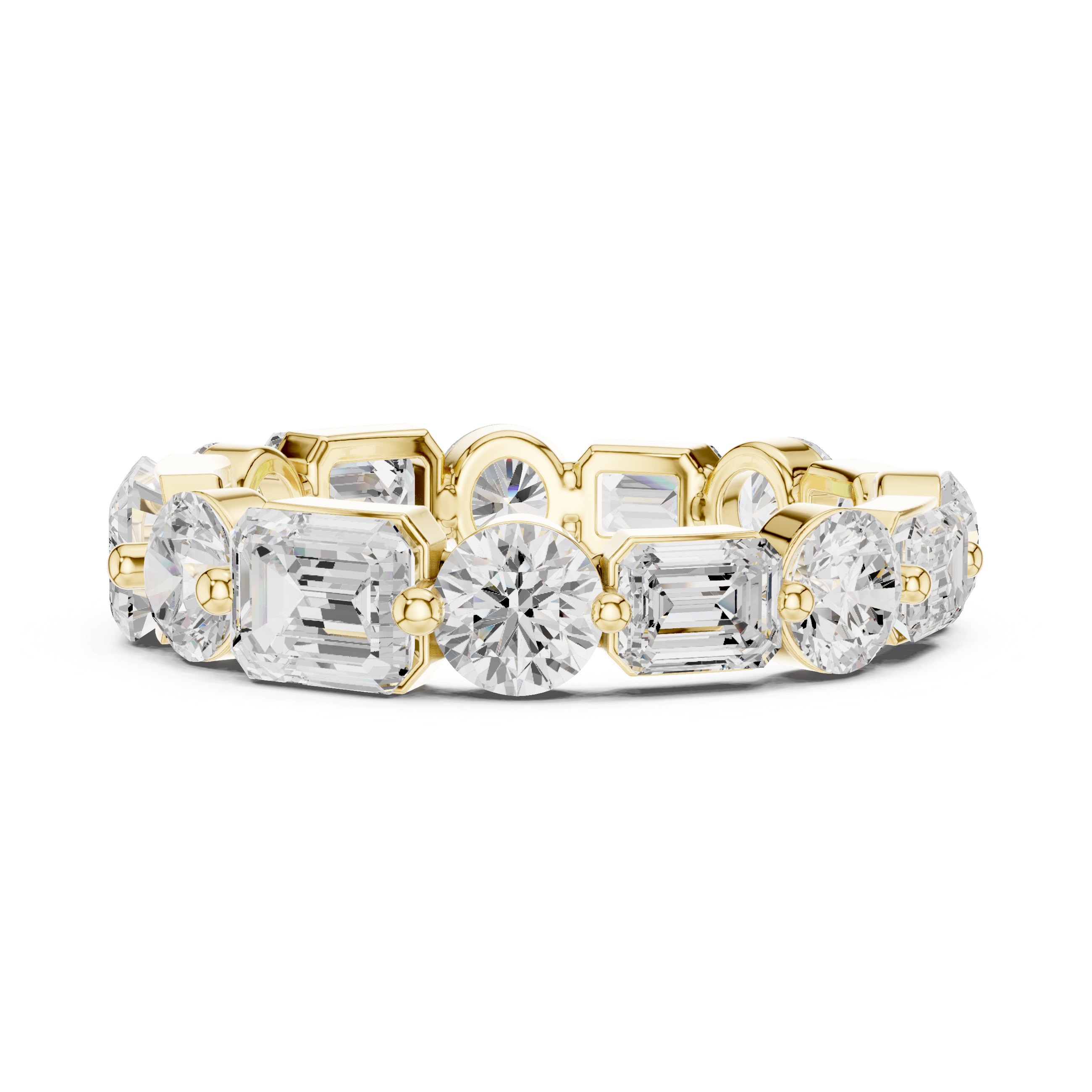 Emerald & Round Diamond Eternity Band Ring