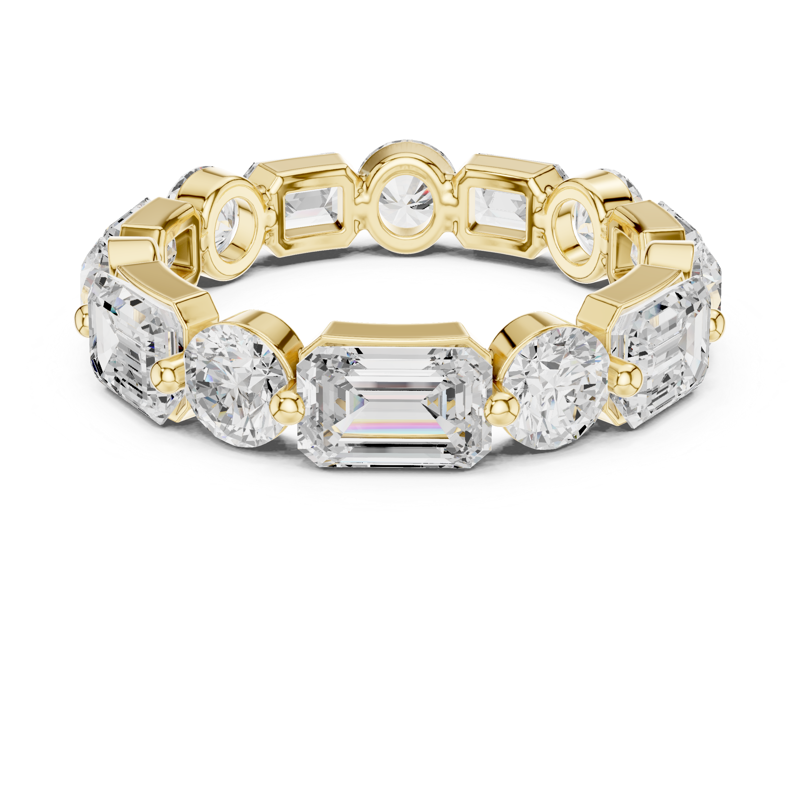 Emerald & Round Diamond Eternity Band Ring