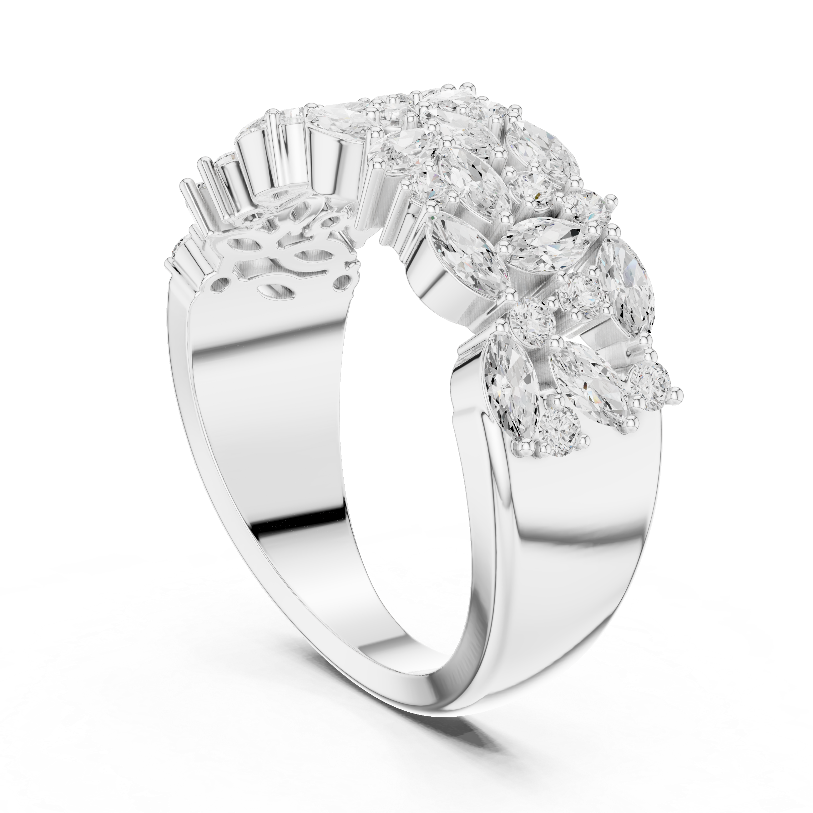 Wide Marquise Diamond Eternity Band Ring