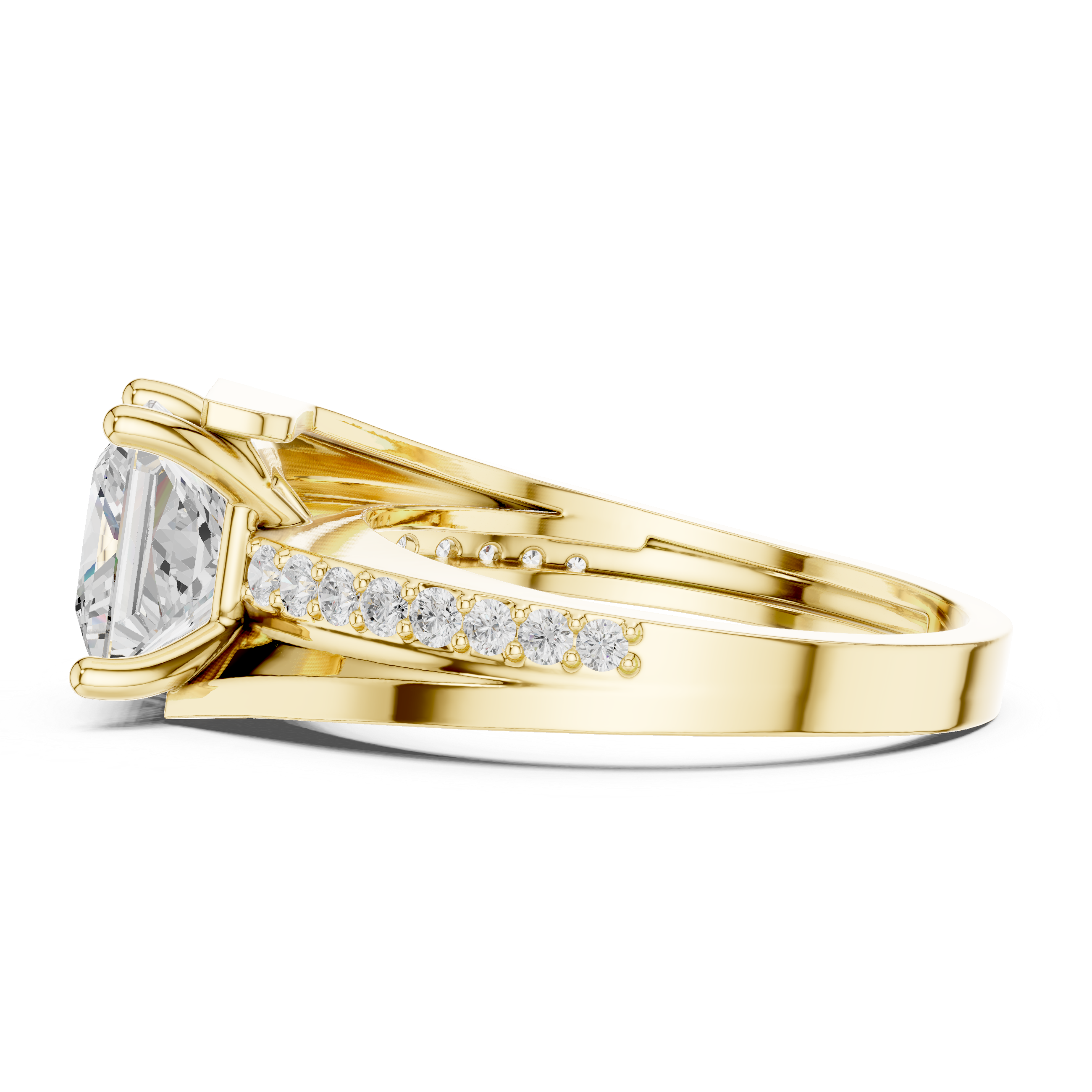 Princess Cut Split Shank Diamond Engagement Ring