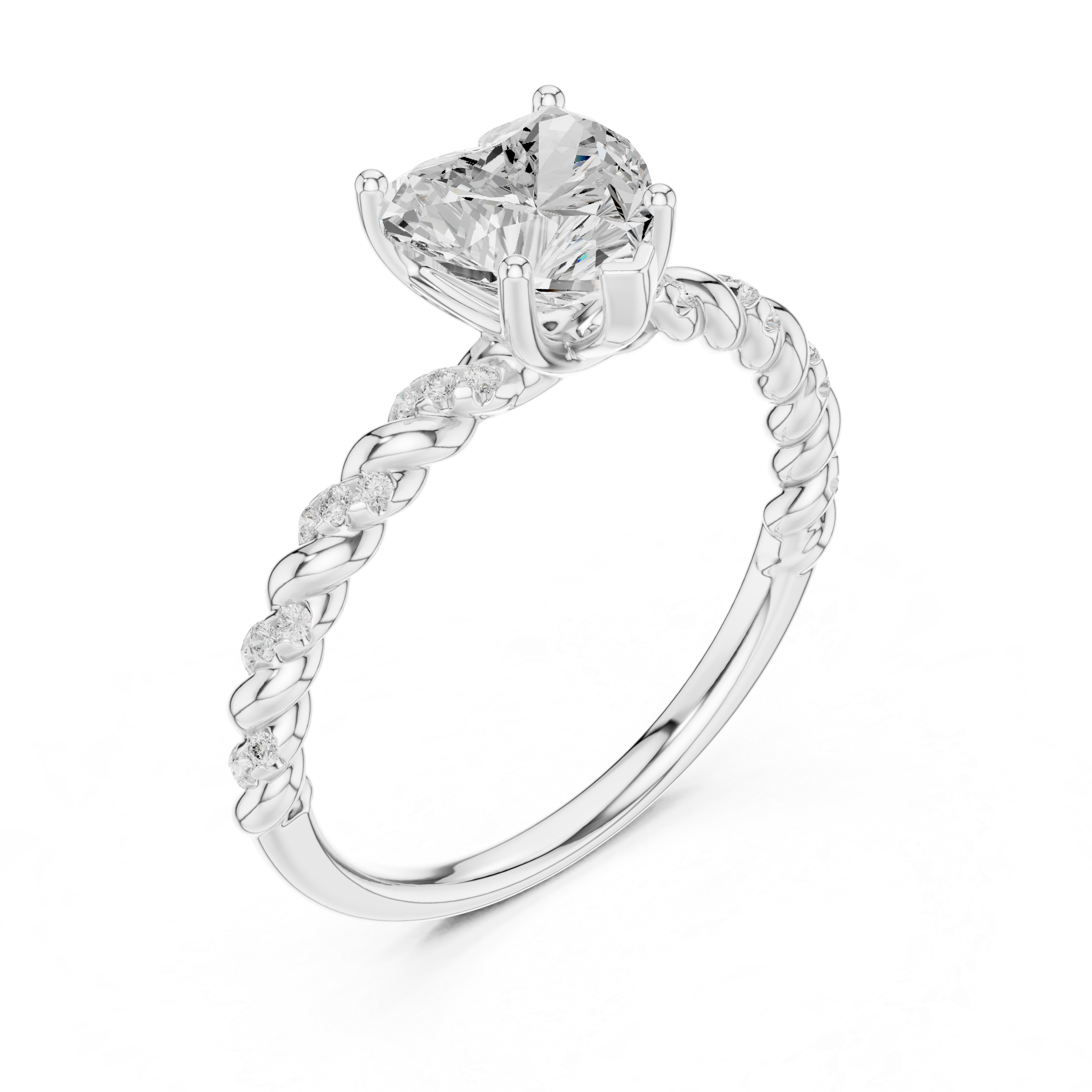 Twisted Heart Diamond Engagement Ring