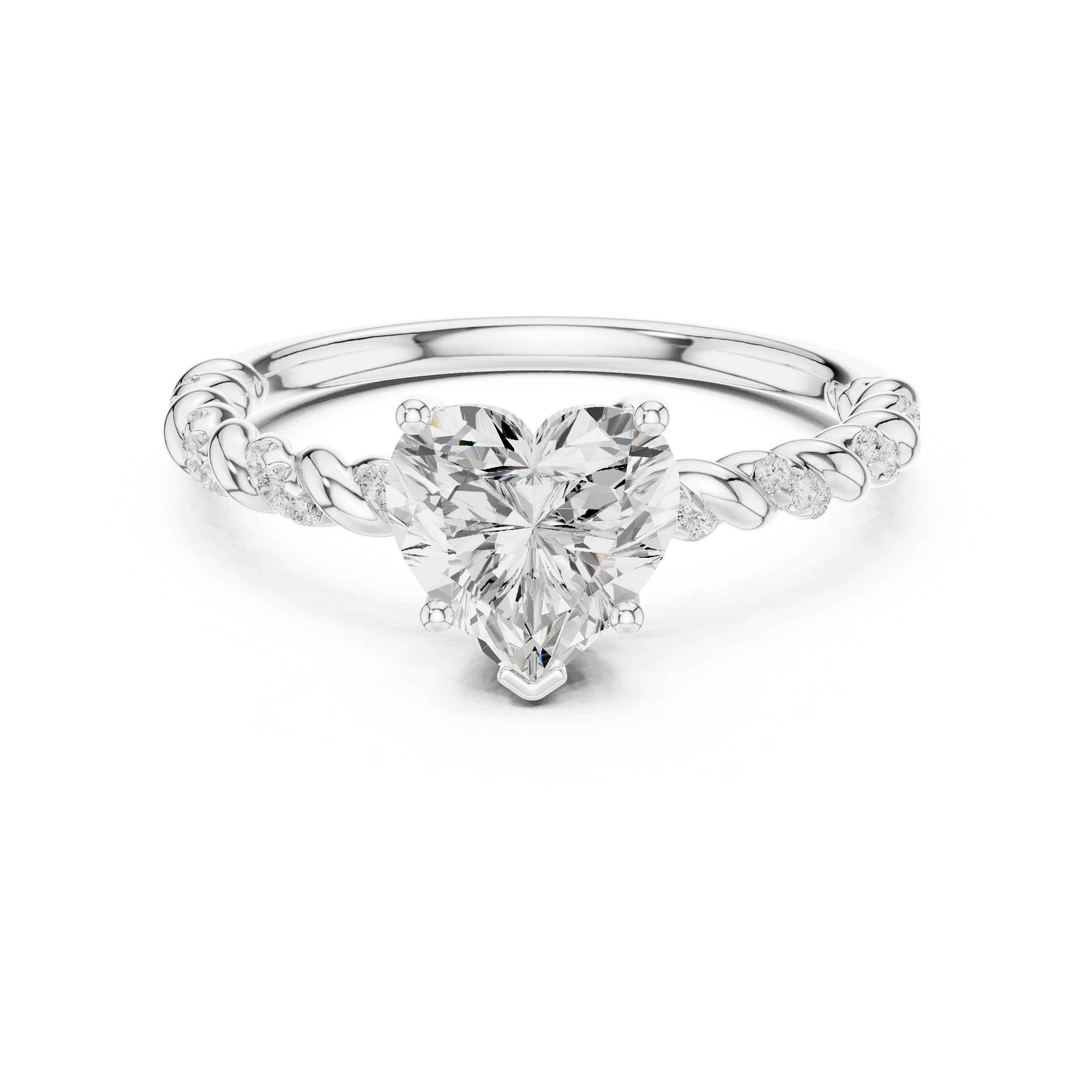 Twisted Heart Diamond Engagement Ring