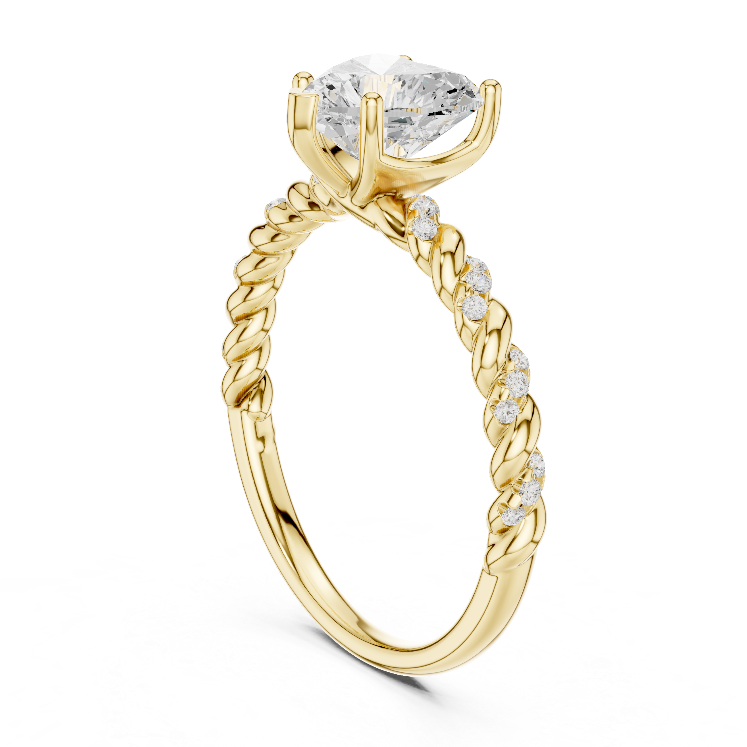 Twisted Heart Diamond Engagement Ring