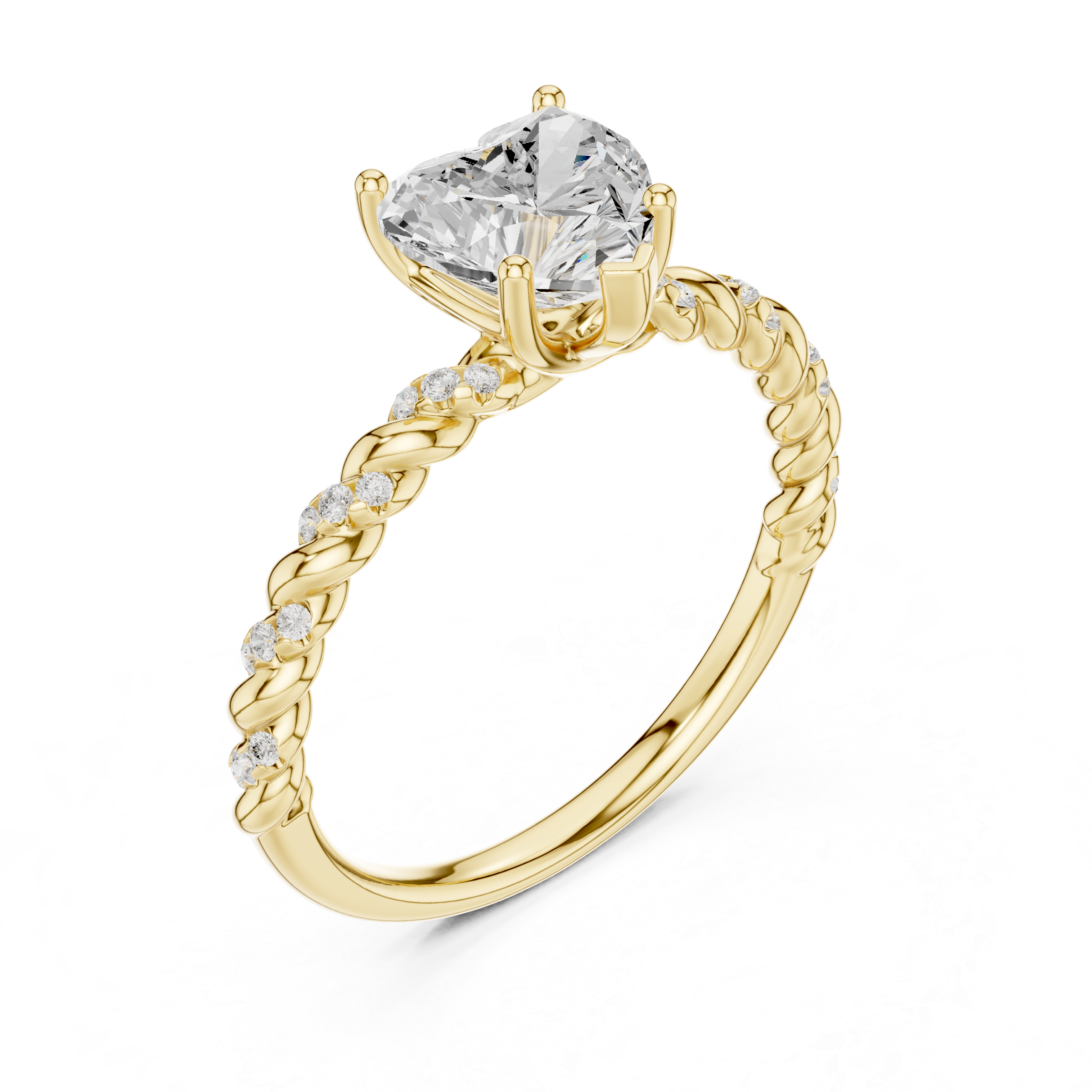 Twisted Heart Diamond Engagement Ring