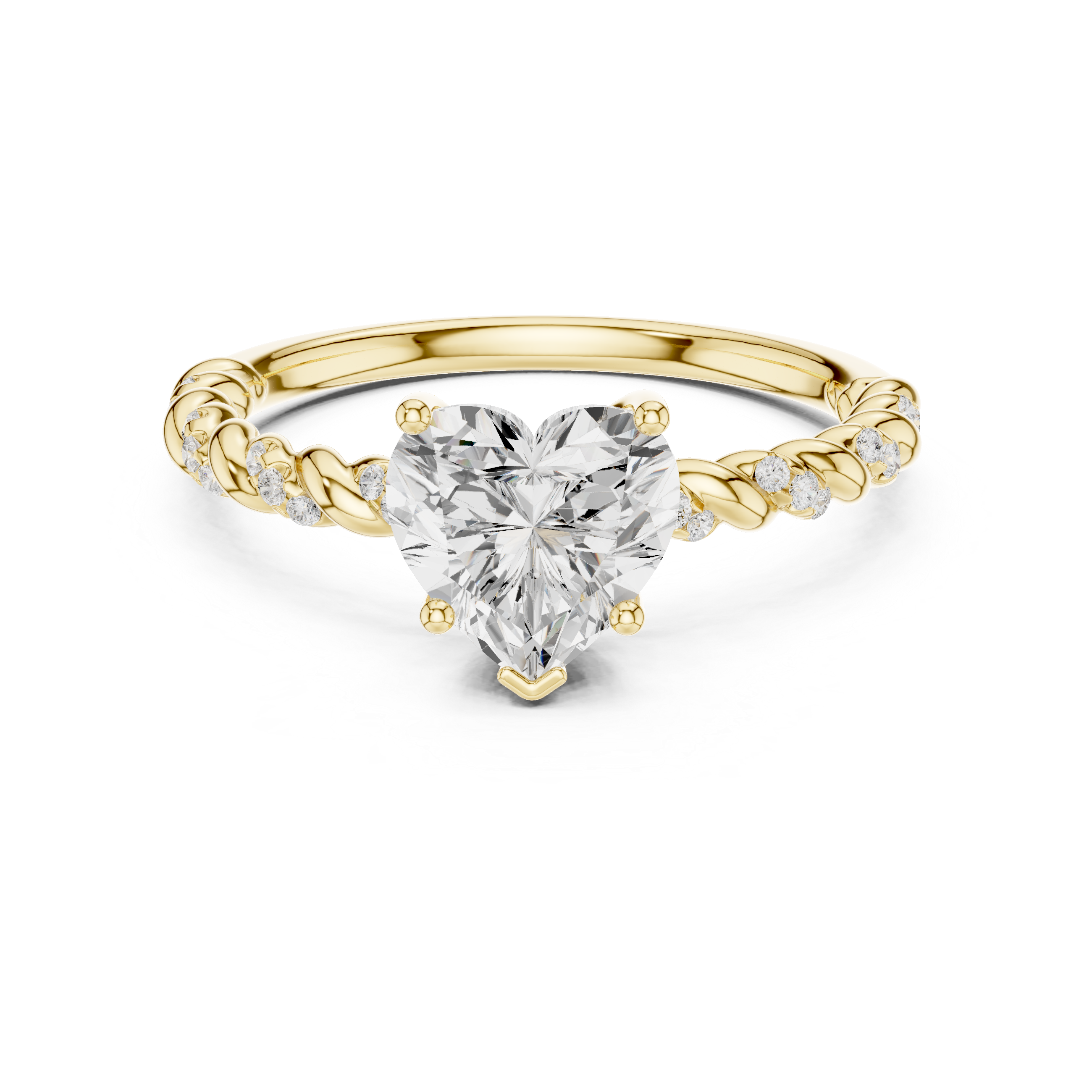 Twisted Heart Diamond Engagement Ring