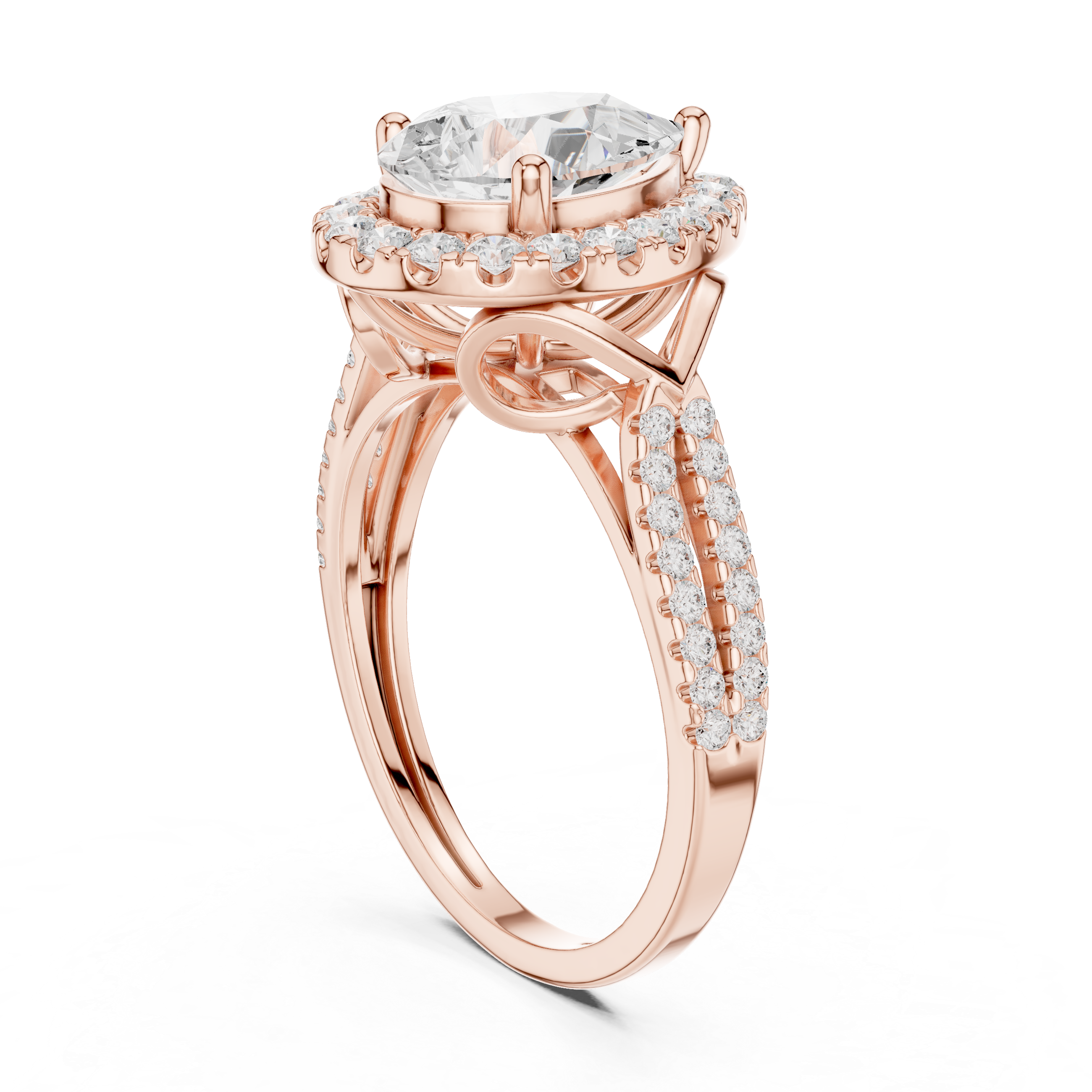 Pear Cut Halo Diamond Engagement Ring