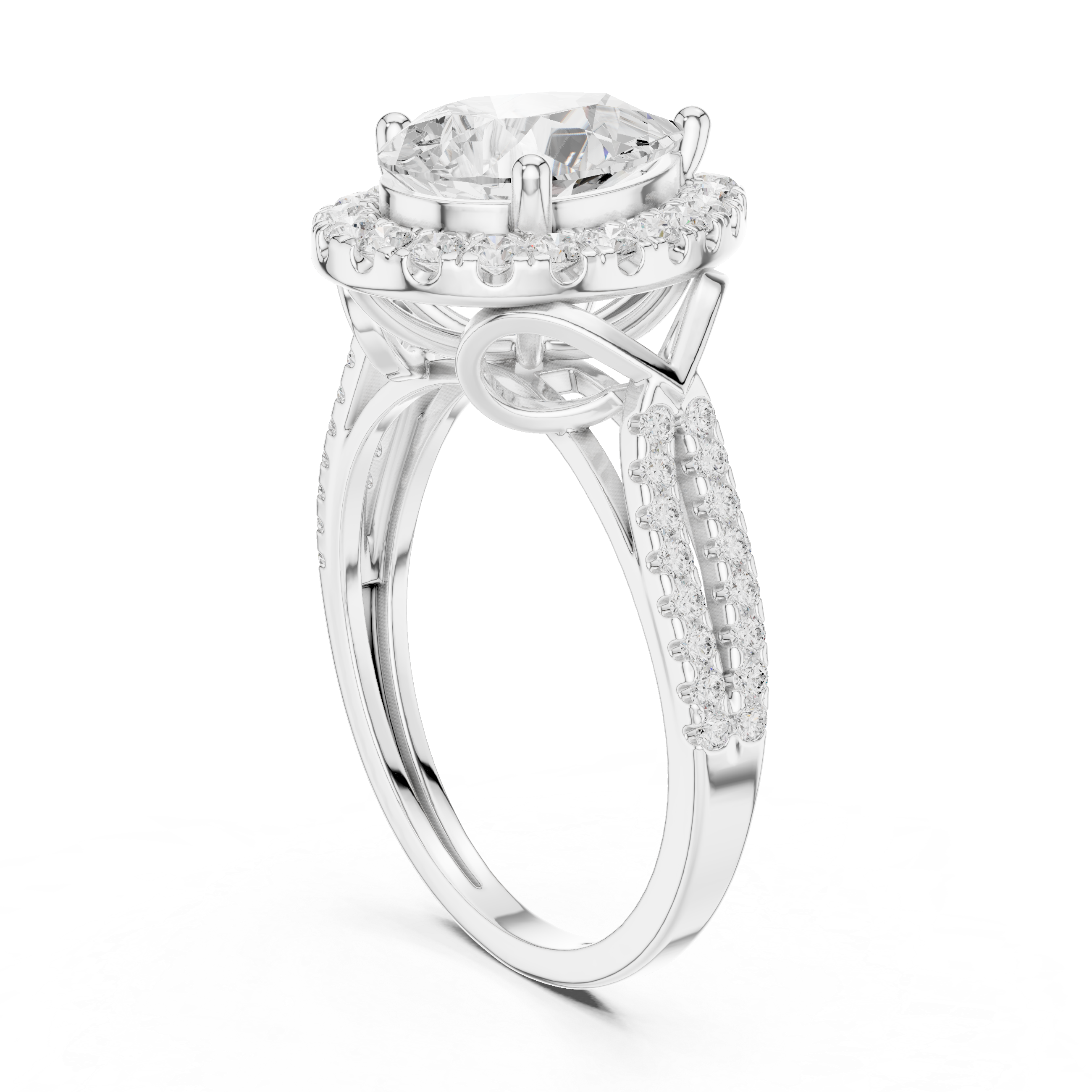 Pear Cut Halo Diamond Engagement Ring