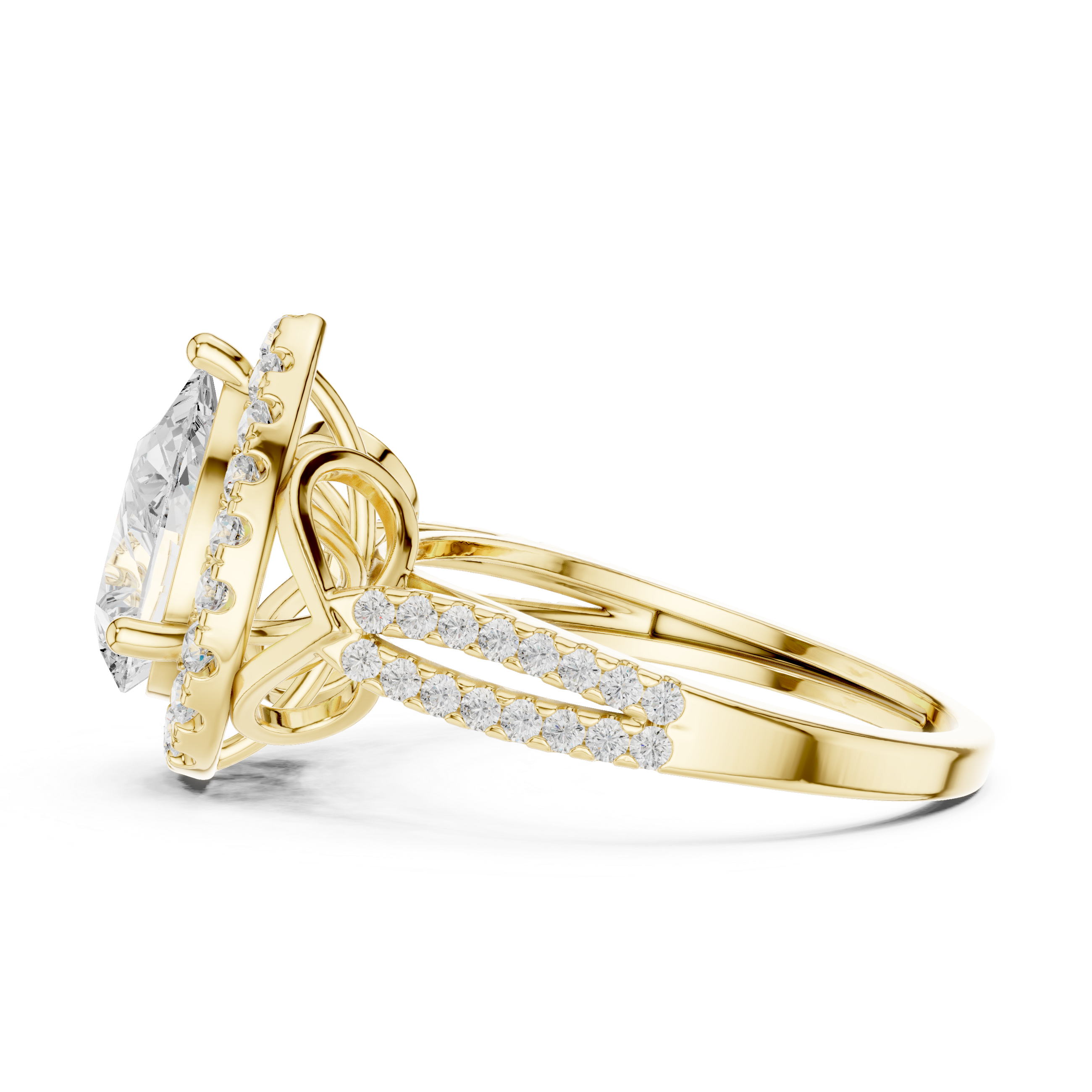 Pear Cut Halo Diamond Engagement Ring