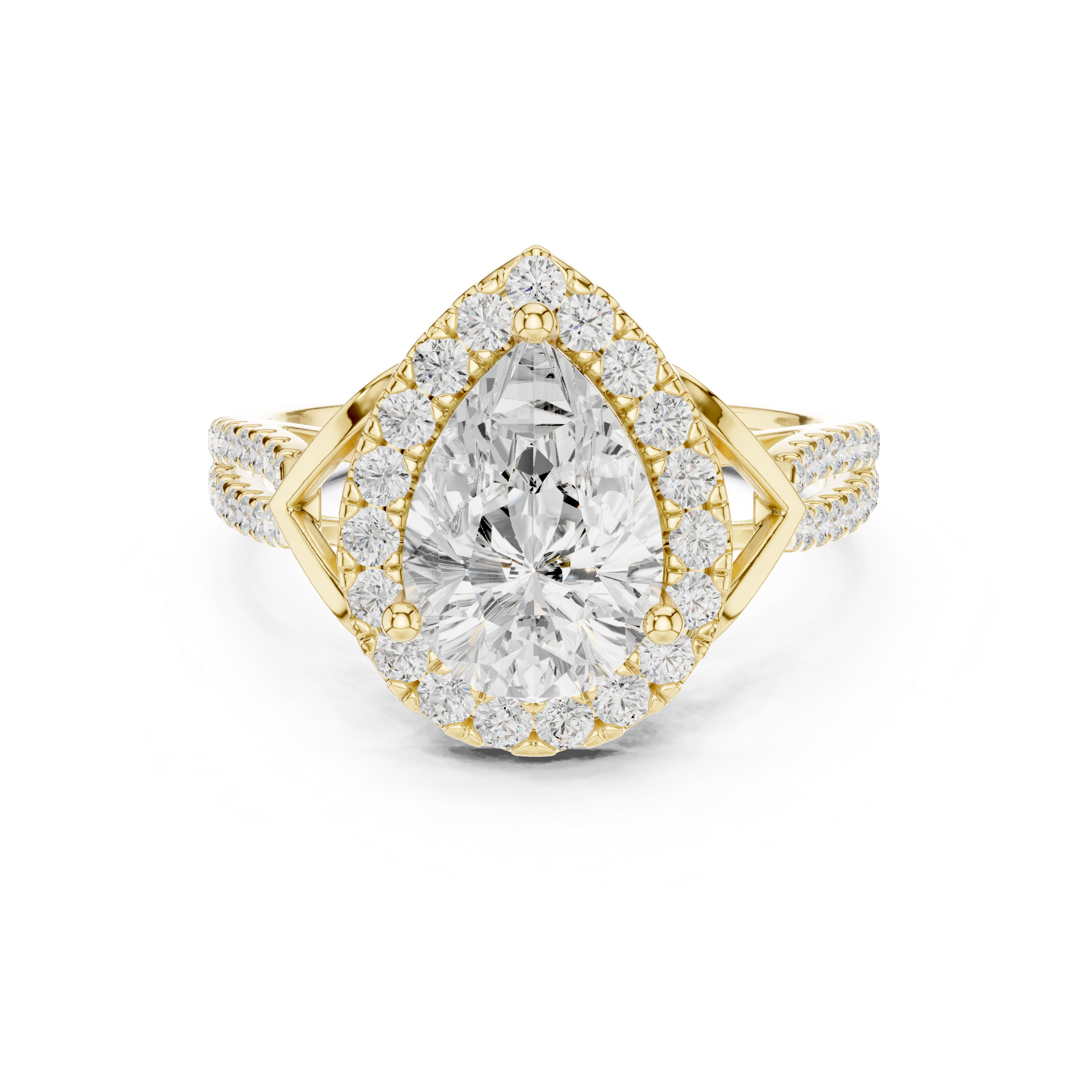 Pear Cut Halo Diamond Engagement Ring
