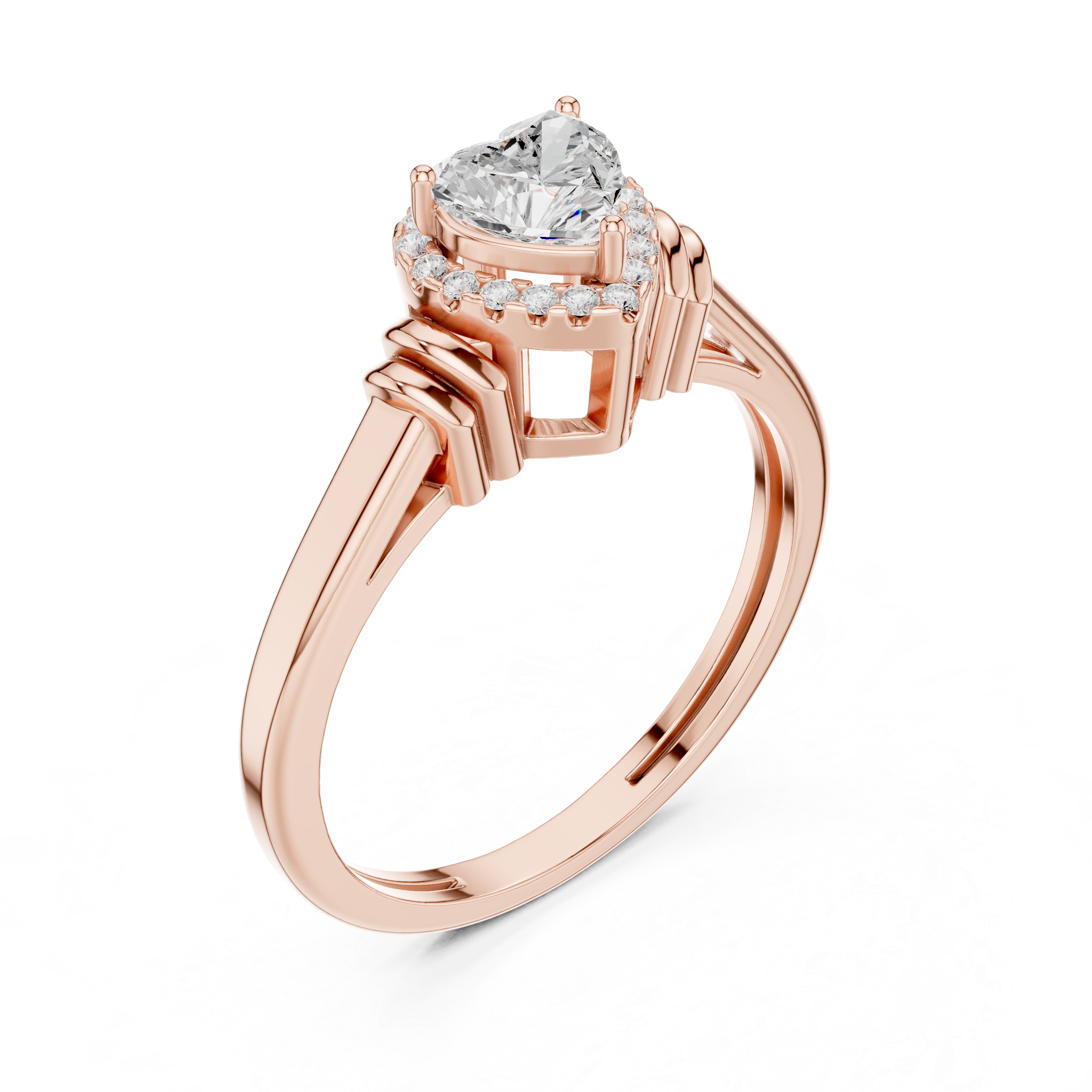 Heart Diamond Halo Engagement Ring