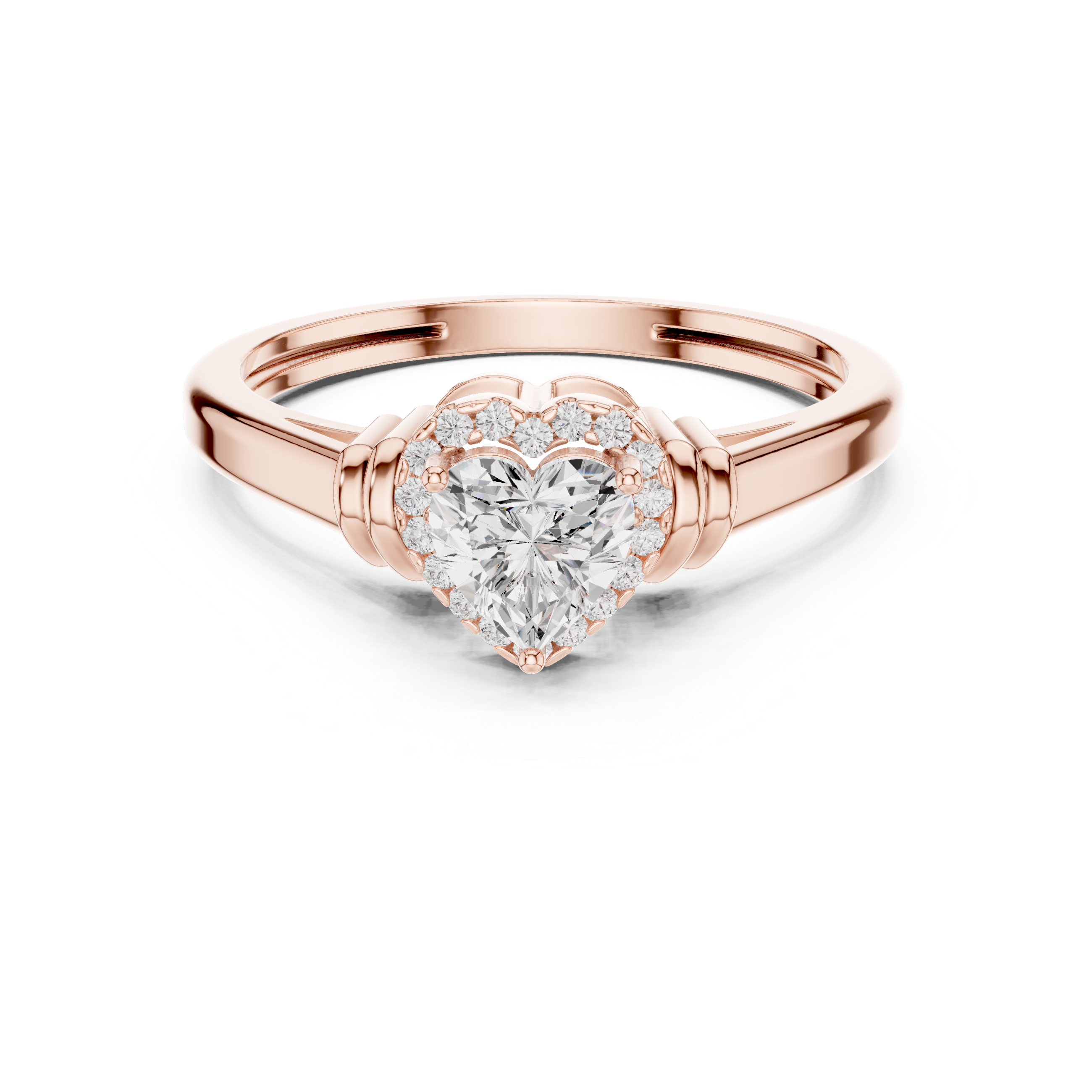 Heart Diamond Halo Engagement Ring