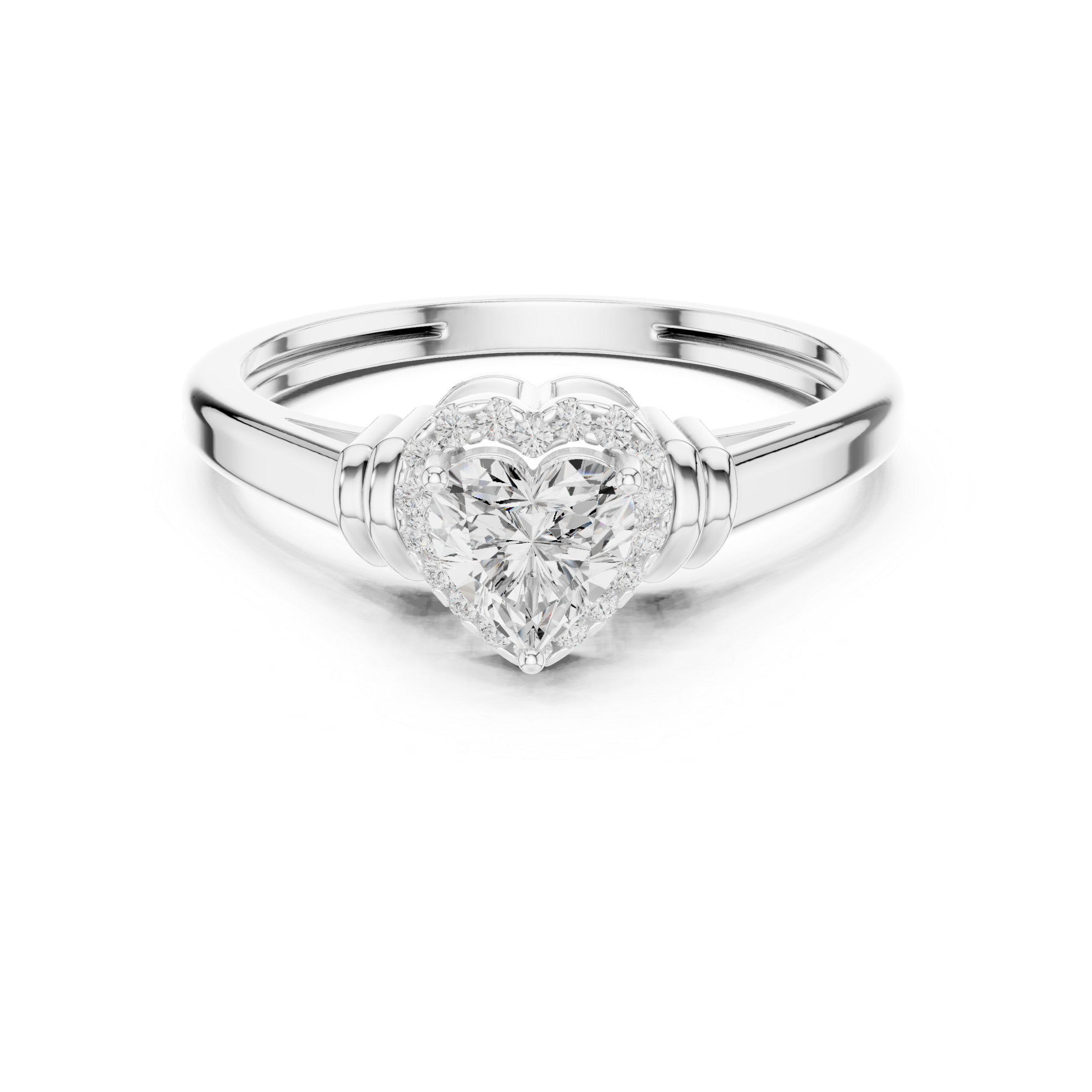 Heart Diamond Halo Engagement Ring