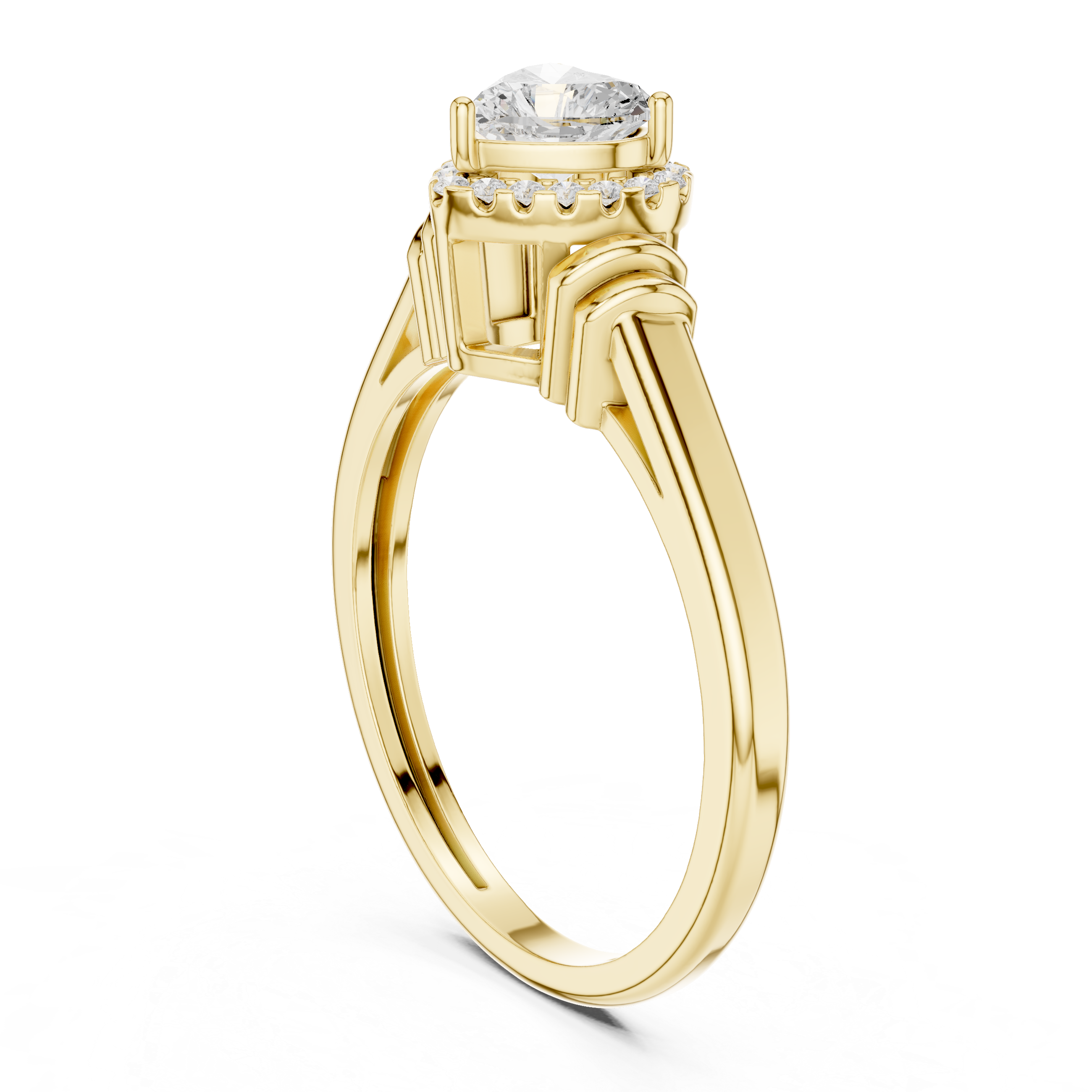Heart Diamond Halo Engagement Ring