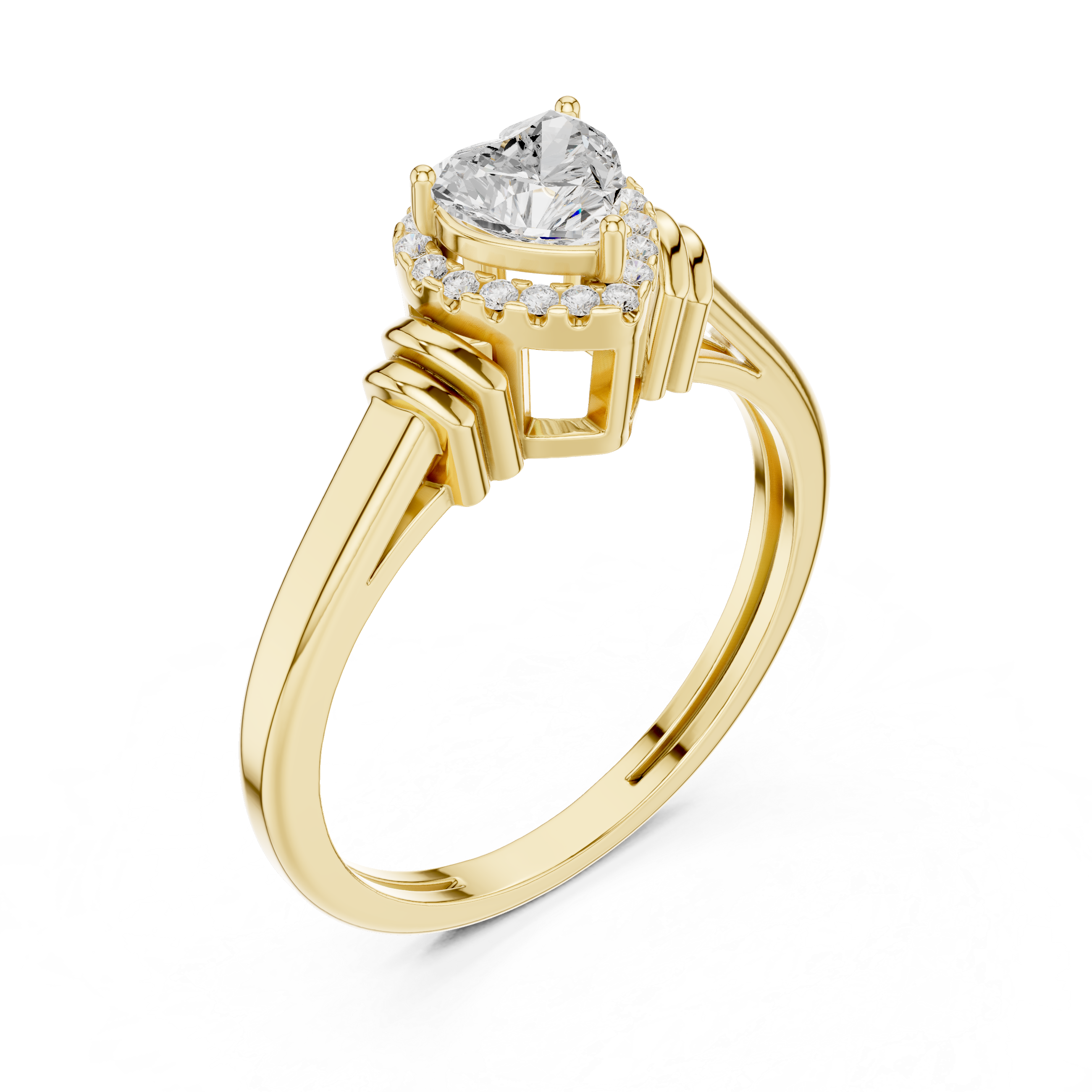Heart Diamond Halo Engagement Ring