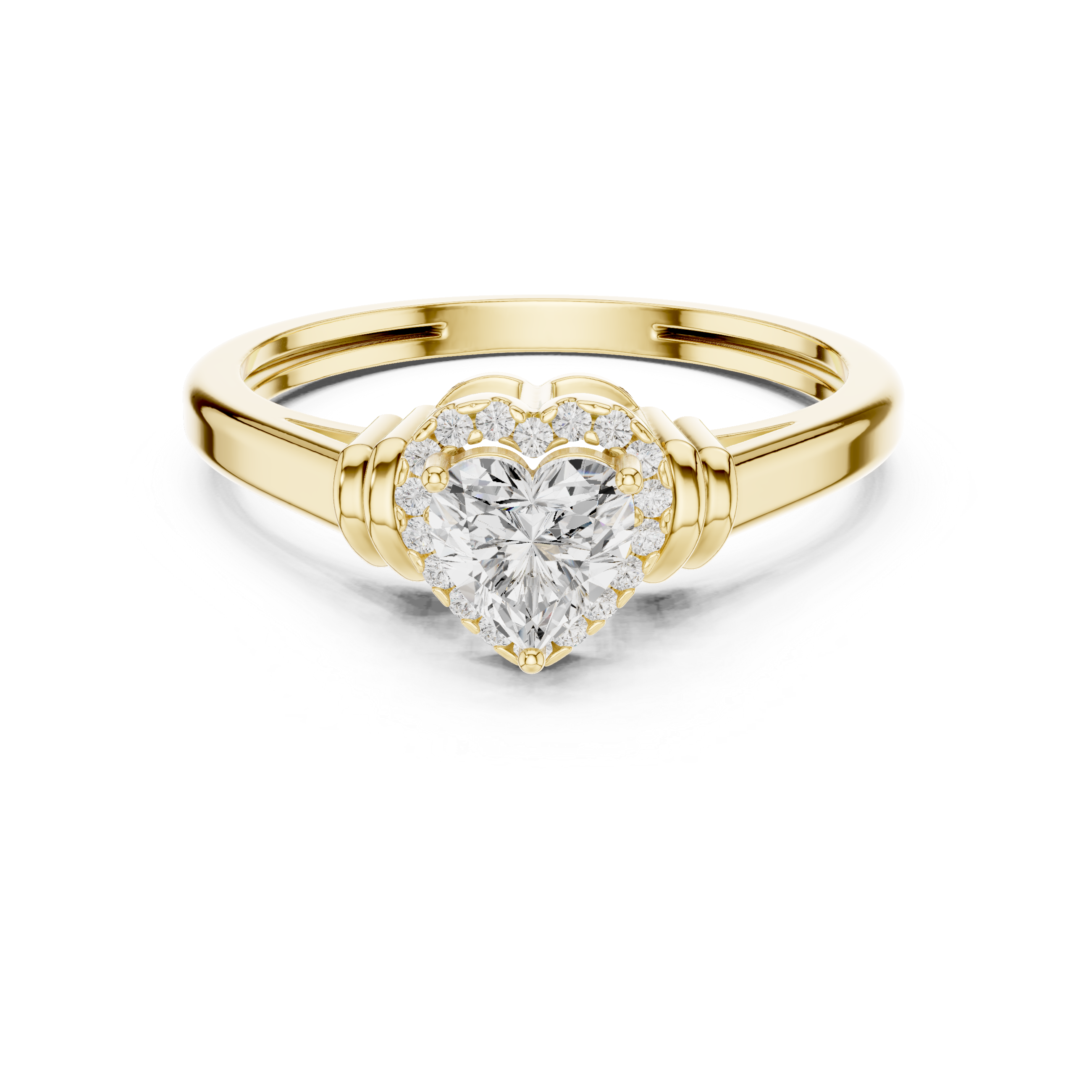 Heart Diamond Halo Engagement Ring