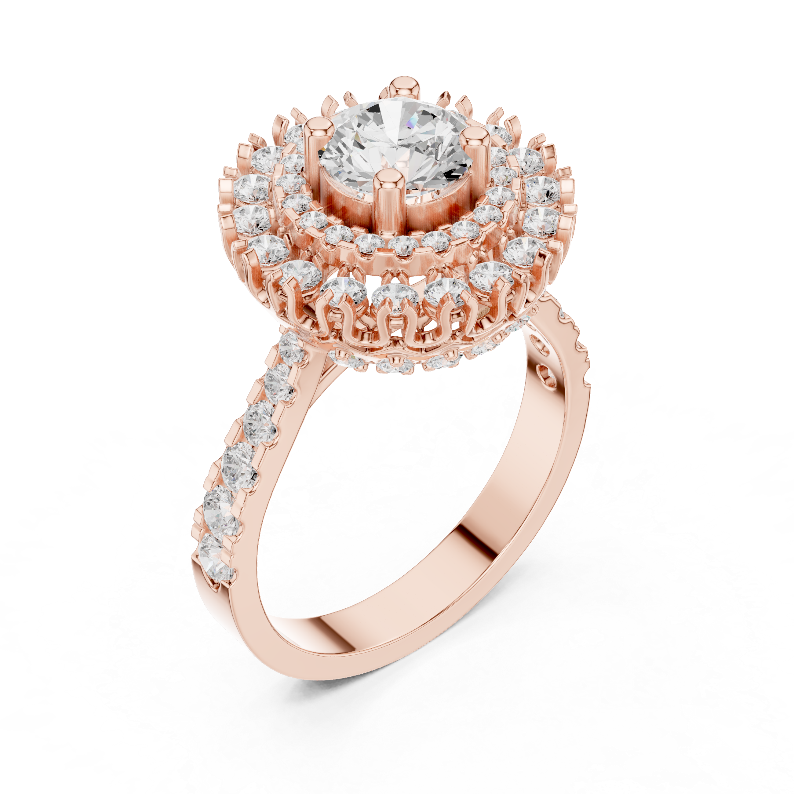 Round Diamond Double Halo Engagement Ring