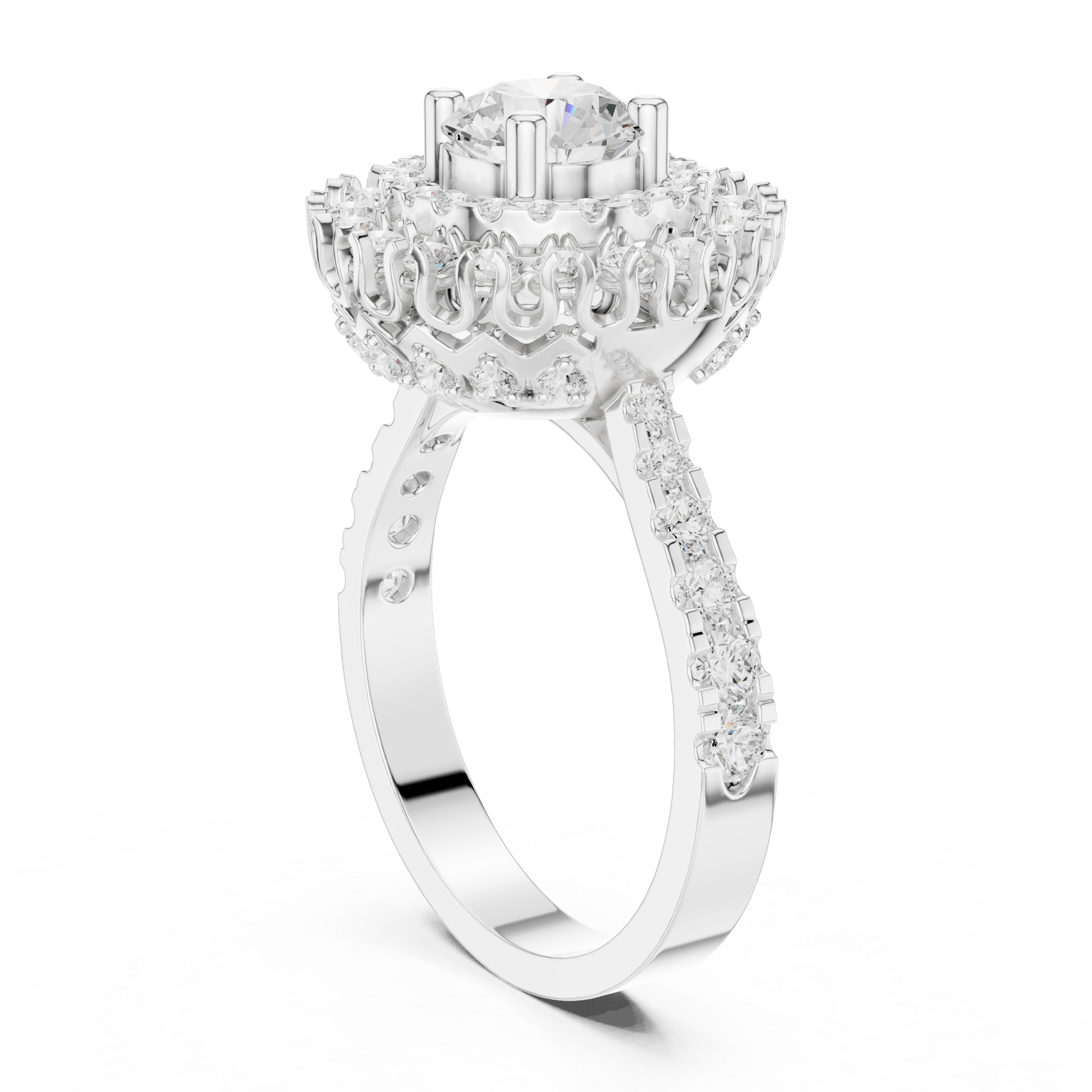 Round Diamond Double Halo Engagement Ring