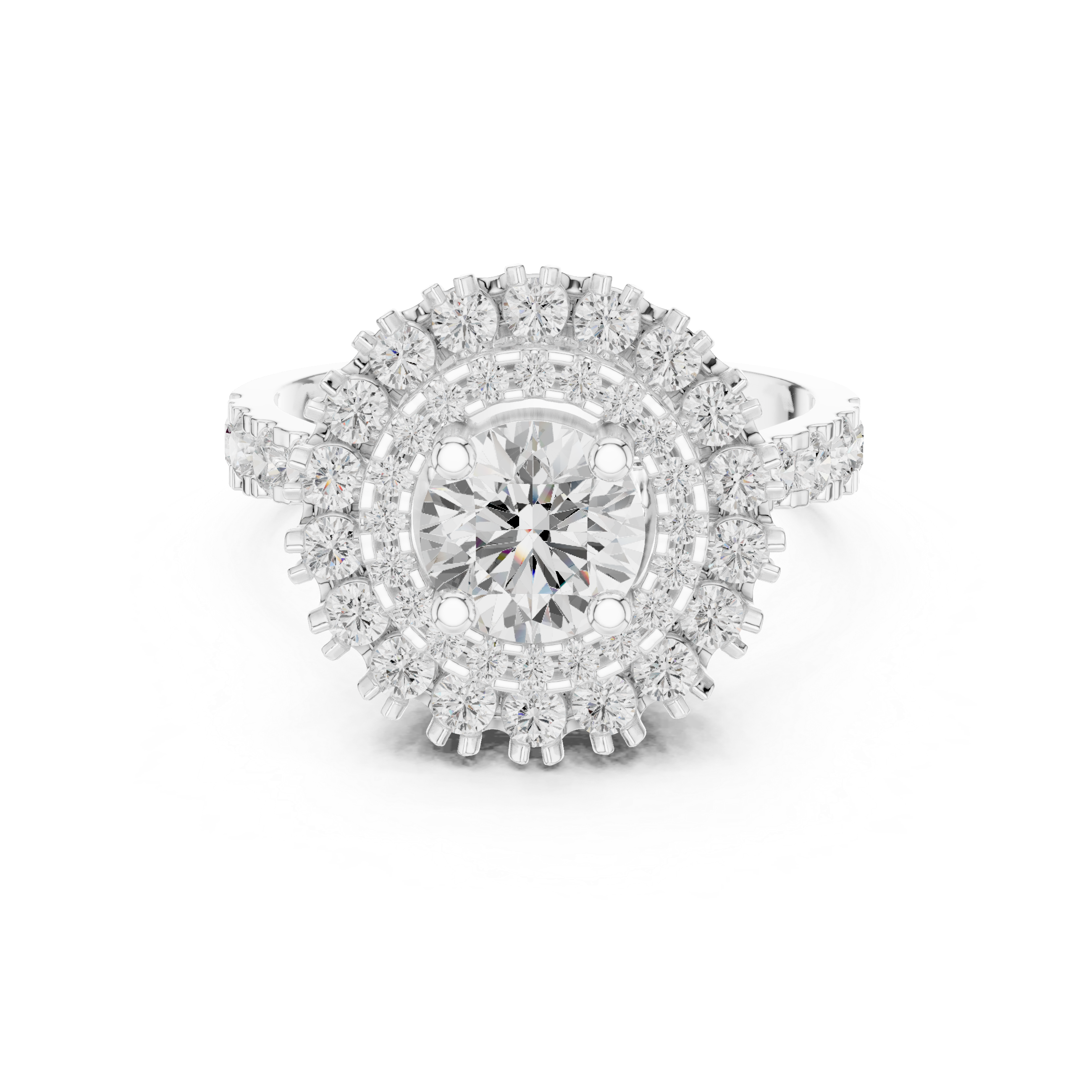 Round Diamond Double Halo Engagement Ring