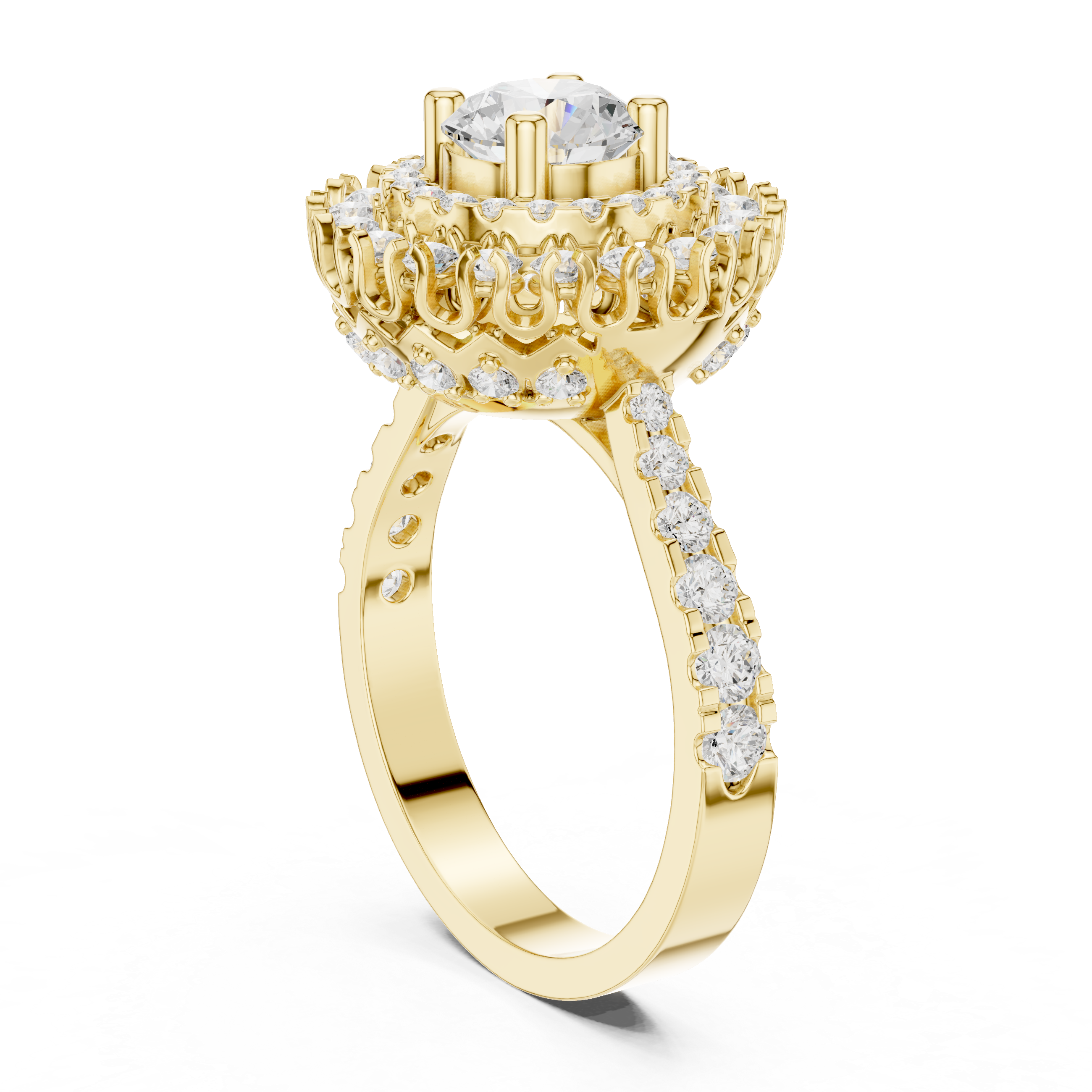 Round Diamond Double Halo Engagement Ring