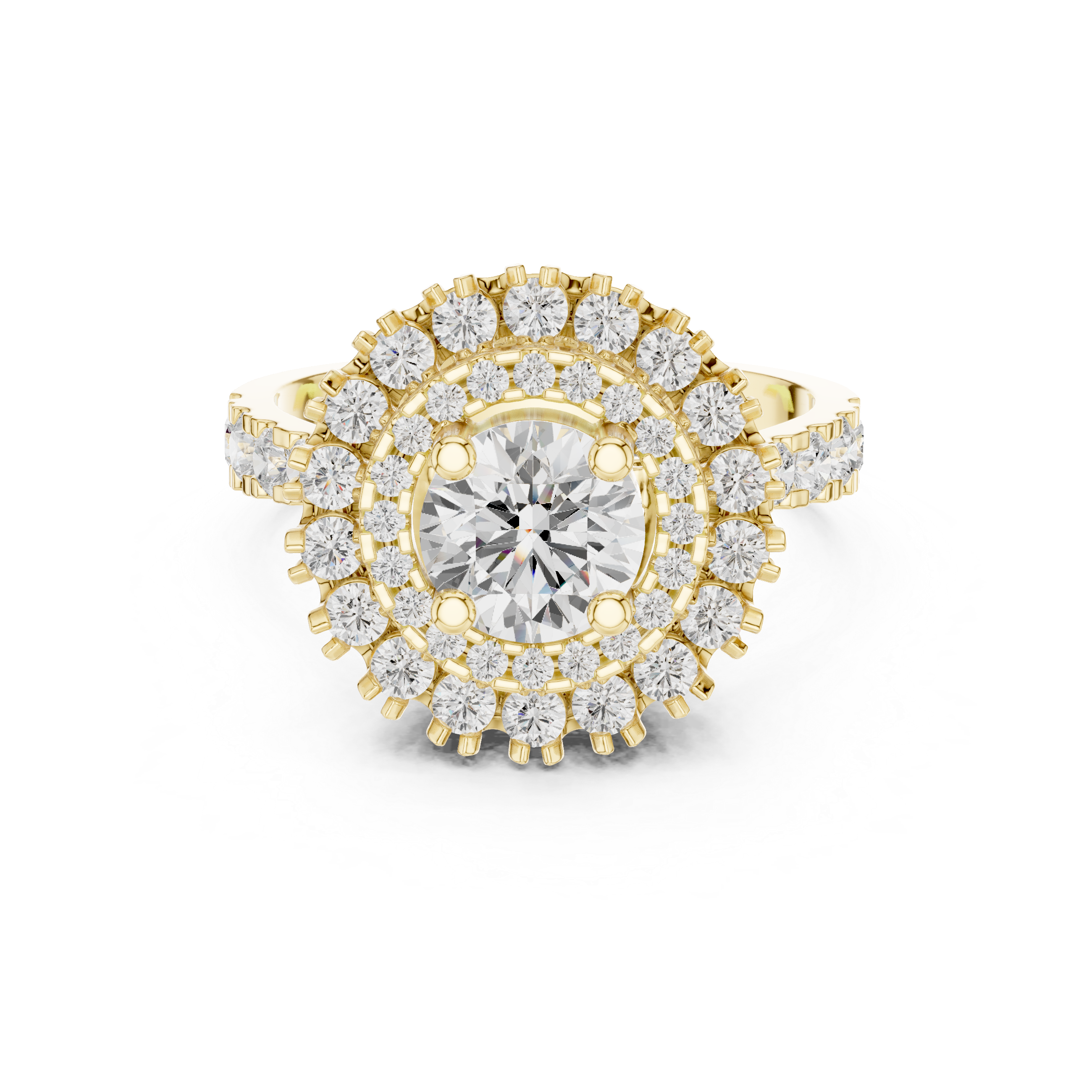 Round Diamond Double Halo Engagement Ring