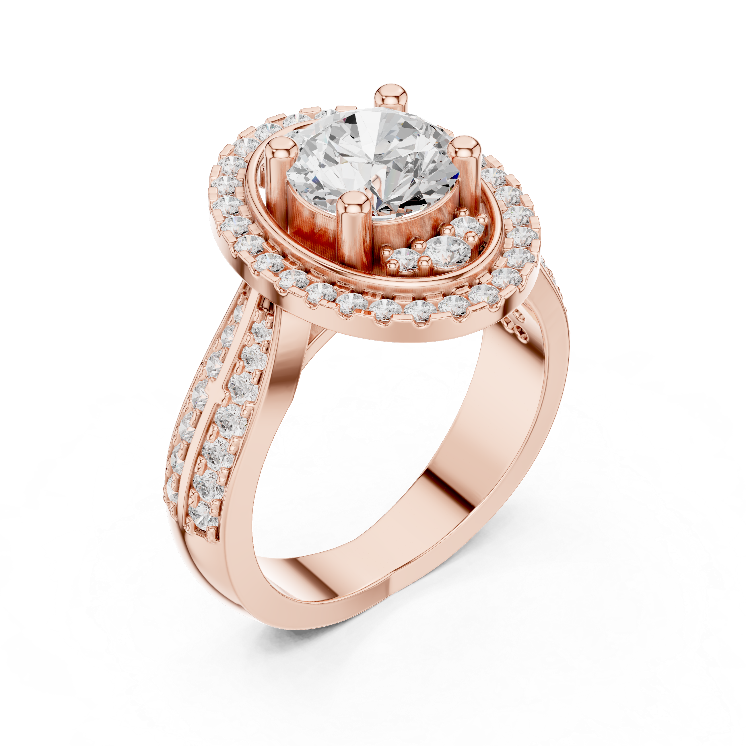 Round Diamond Double Halo Engagement Ring