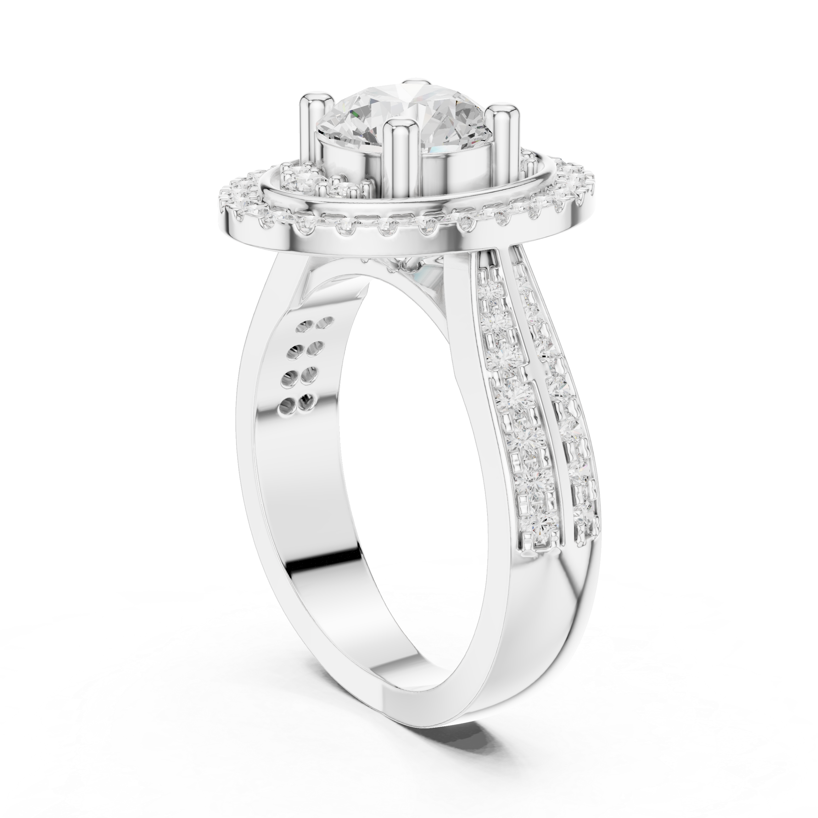 Round Diamond Double Halo Engagement Ring
