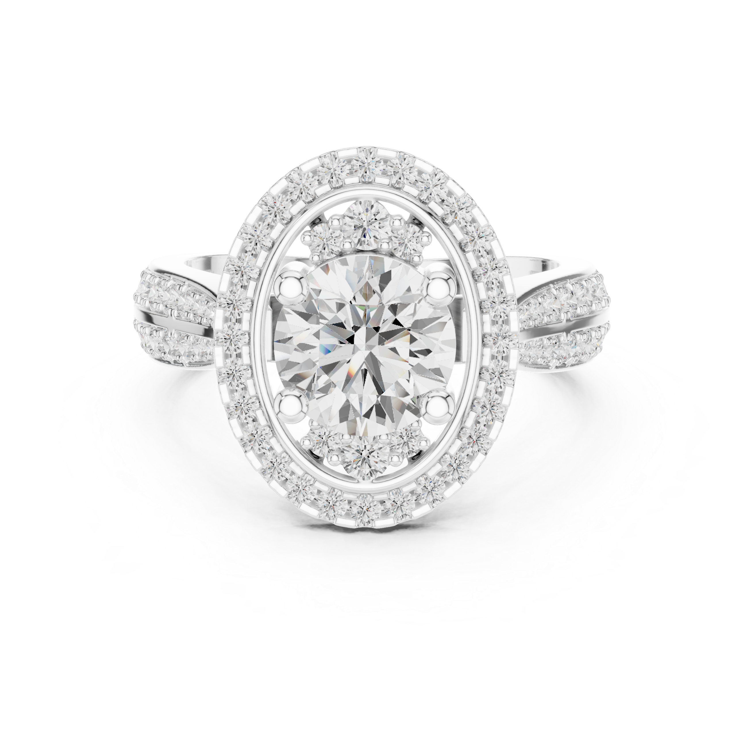 Round Diamond Double Halo Engagement Ring